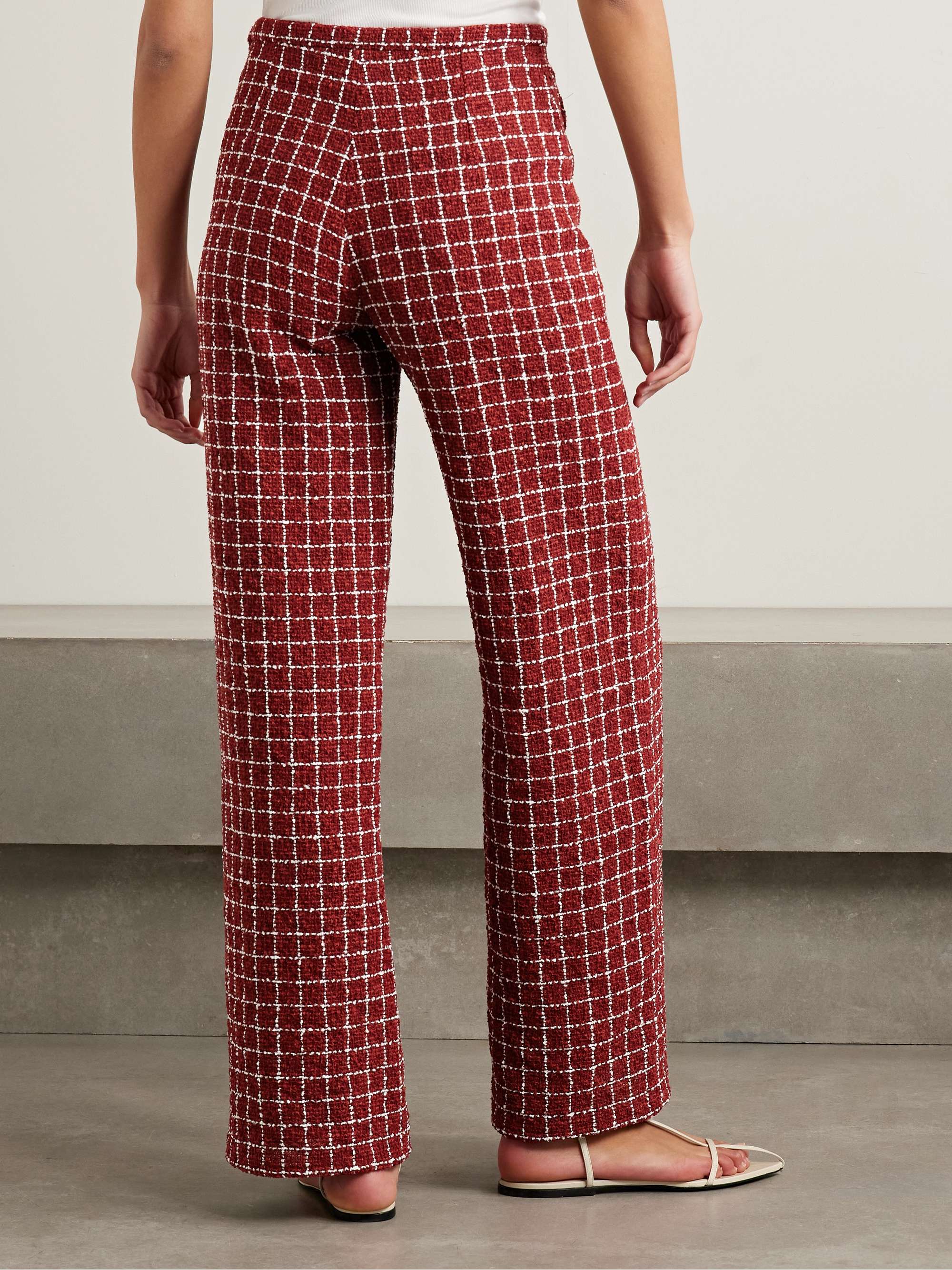Amelia checked bouclé-tweed wide-leg pants view