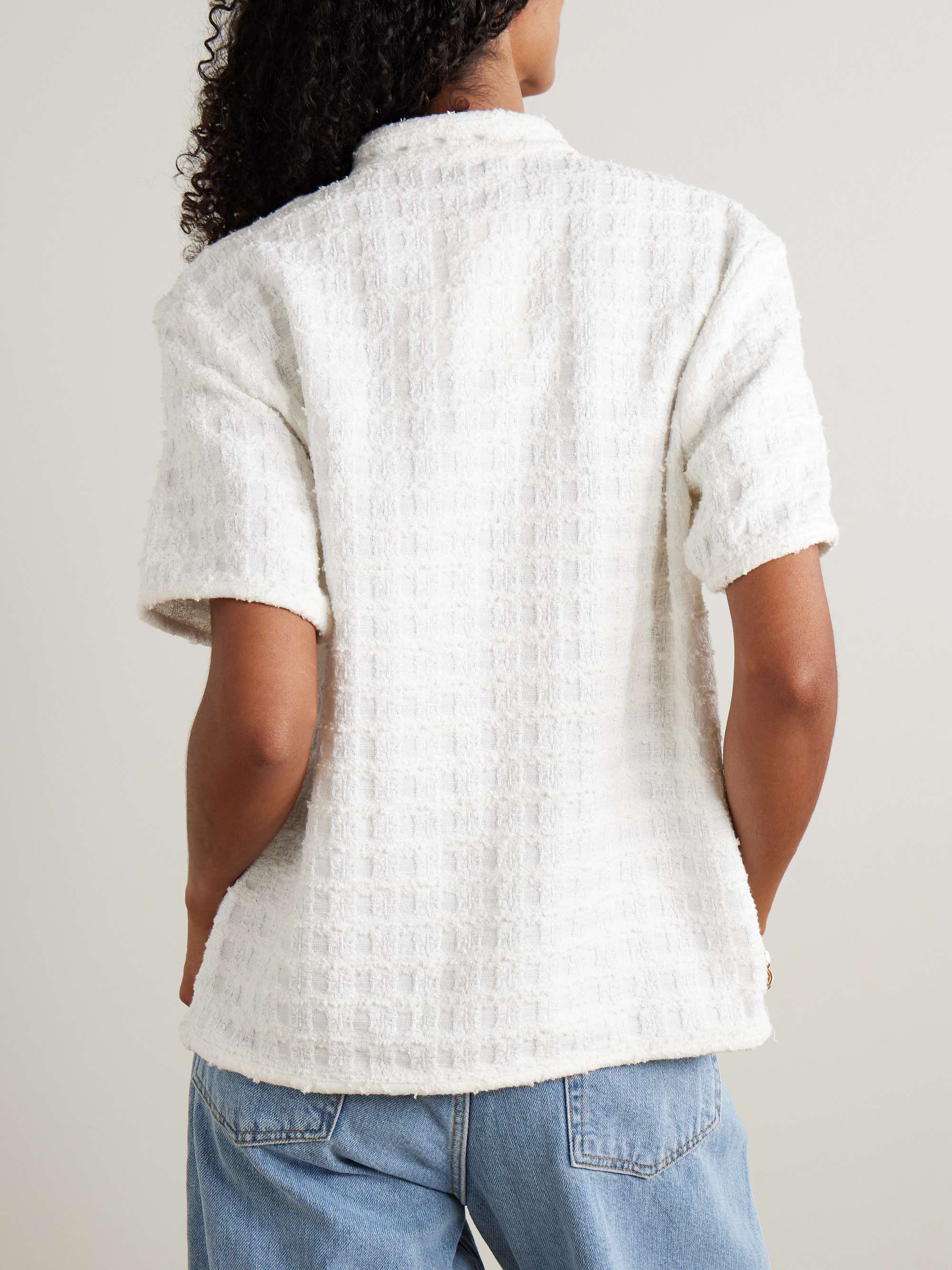 Hetty checked cotton-blend bouclé-tweed shirt view