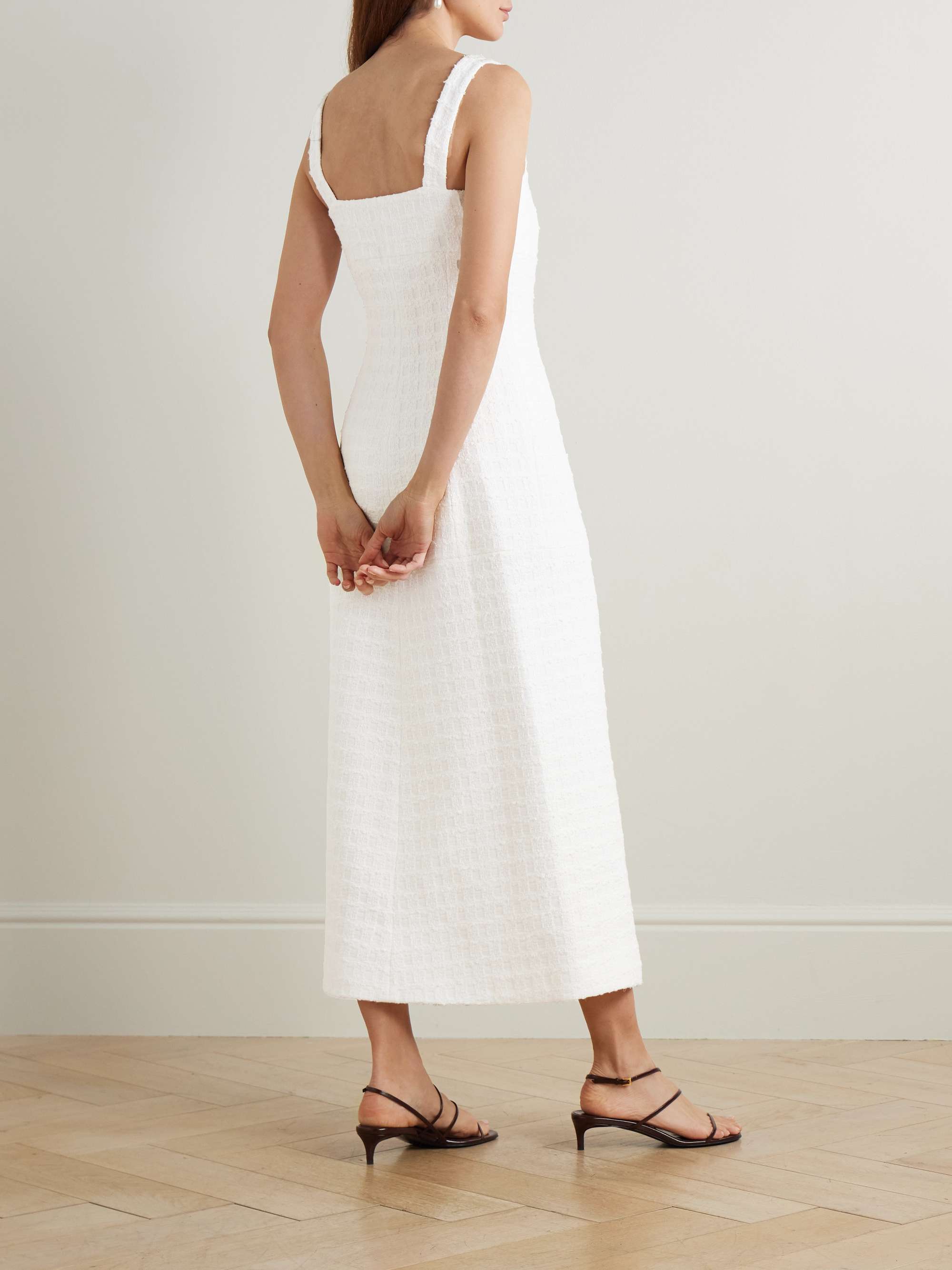 Joan checked cotton-blend tweed midi dress view