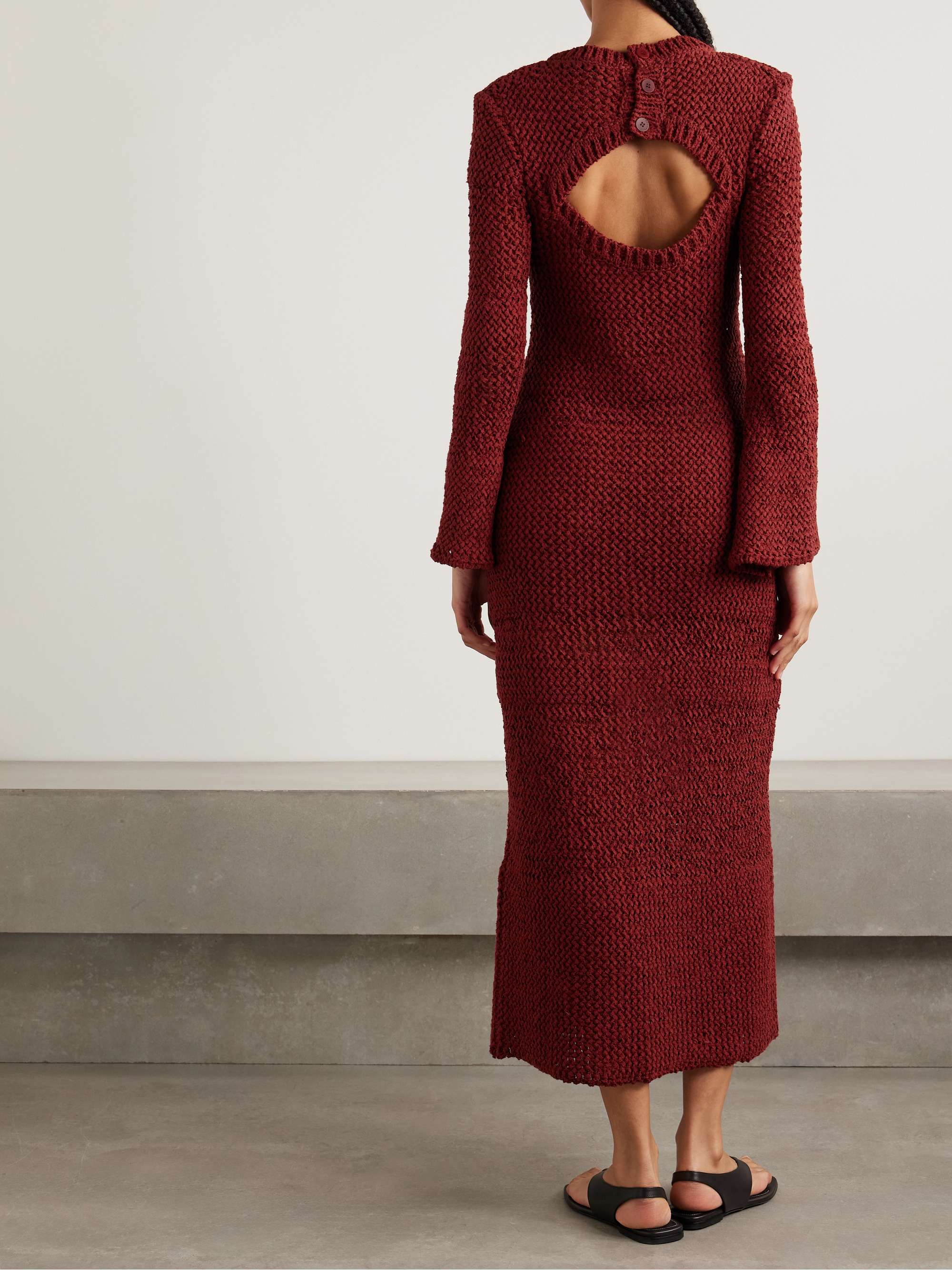 Open-knit organic cotton-blend midi dress view
