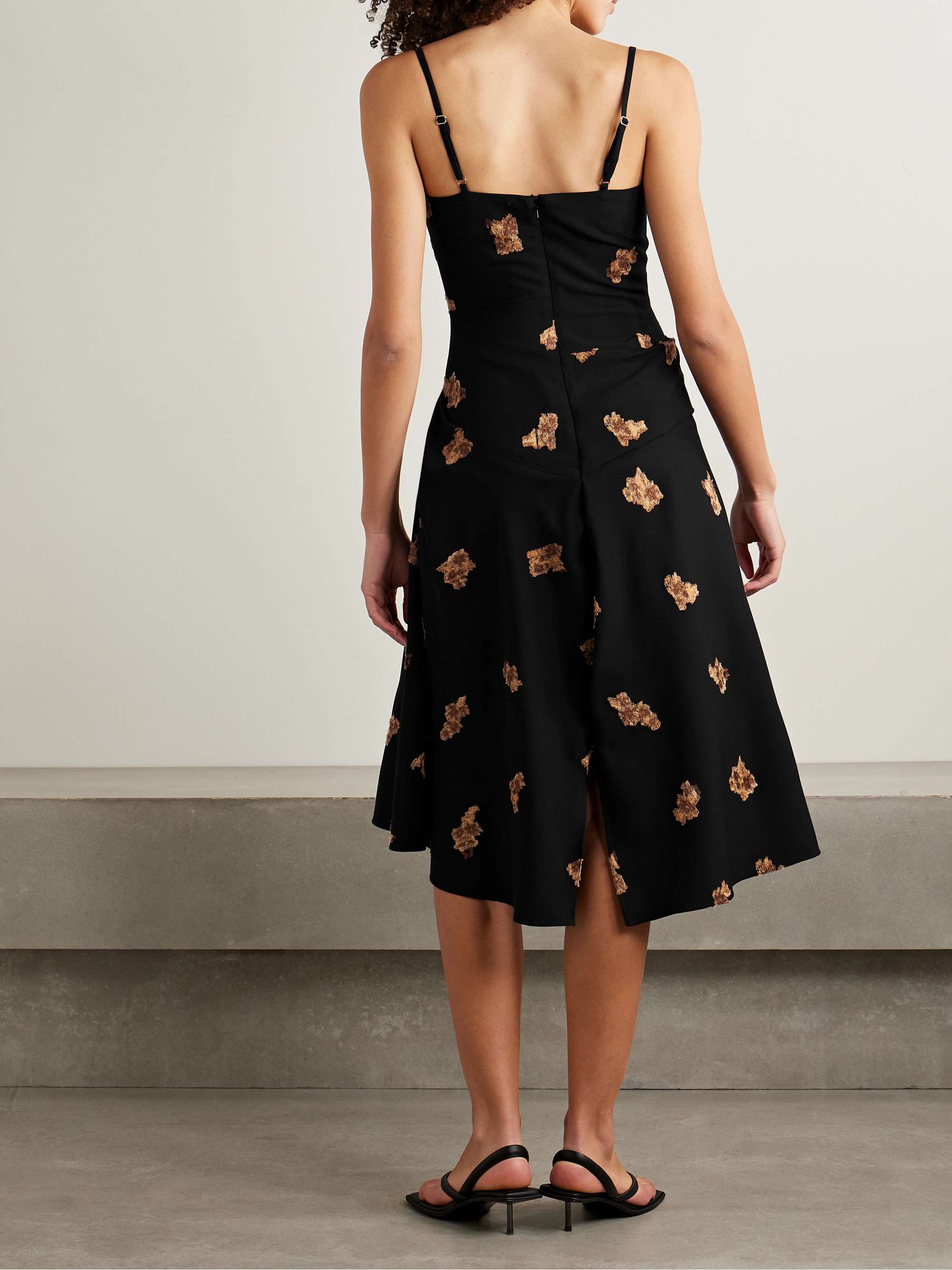 Victoria gathered fil coupé wool-blend twill midi dress view