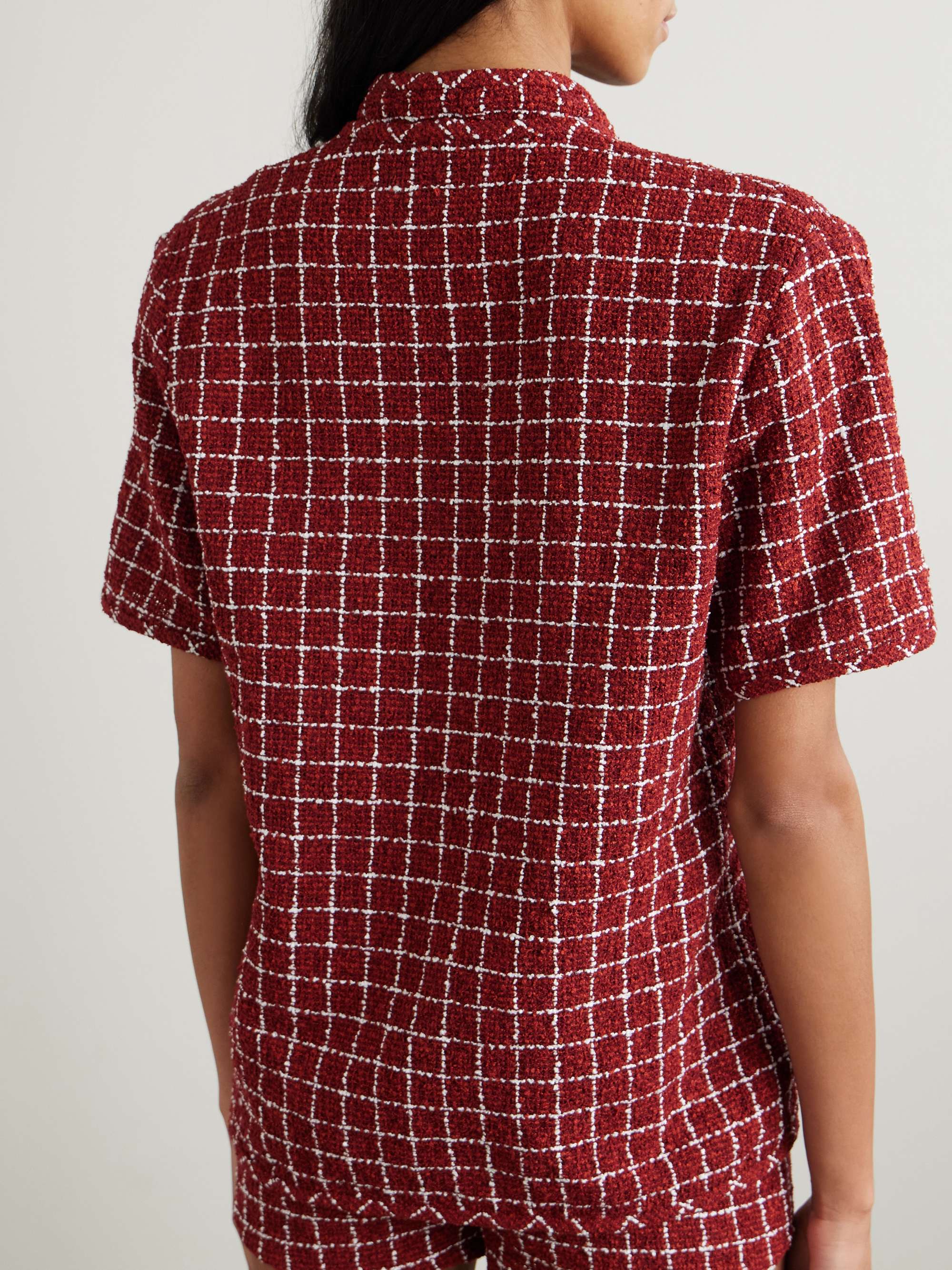 Hetty oversized checked bouclé-tweed shirt view