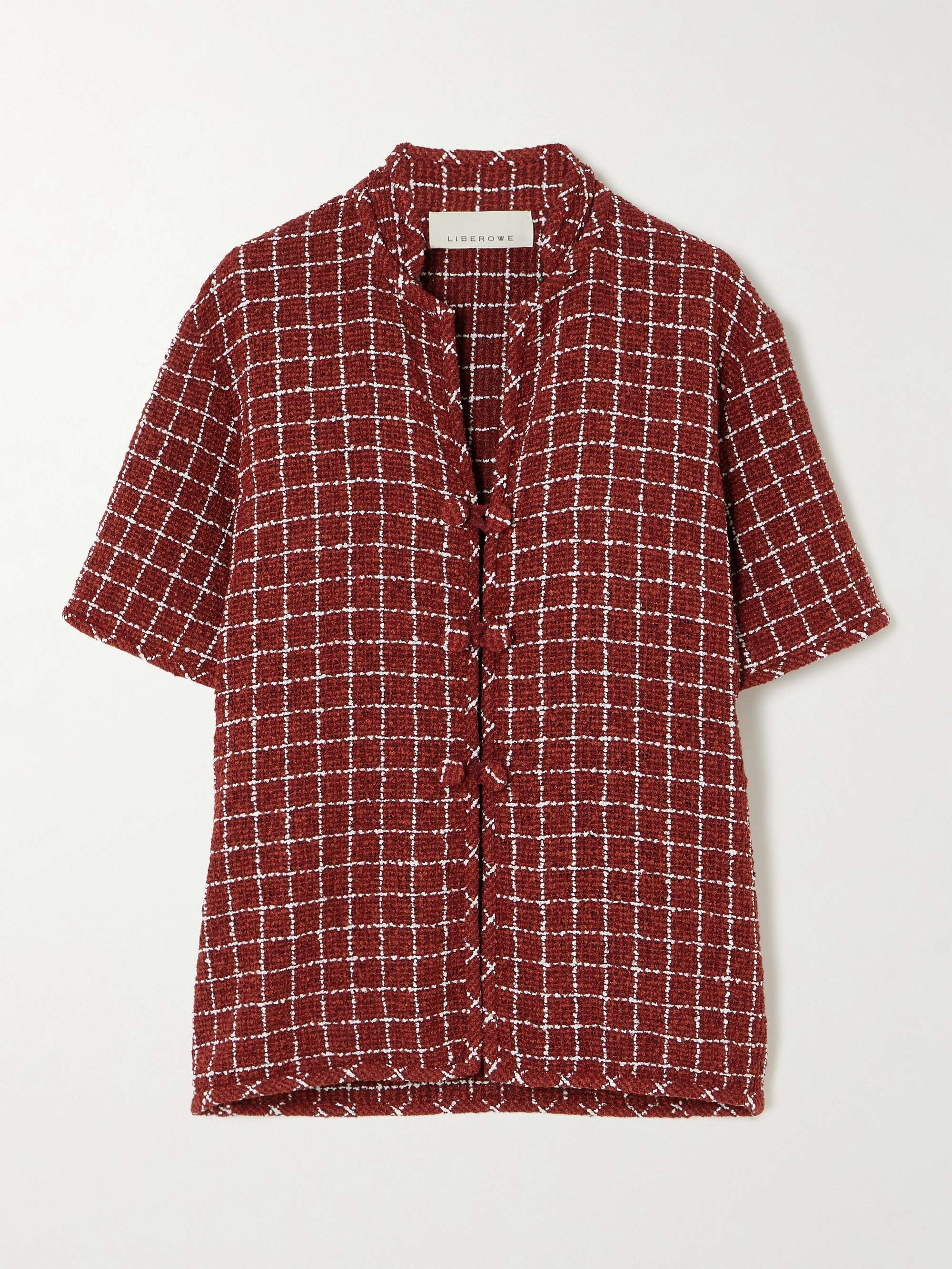 Hetty oversized checked bouclé-tweed shirt view