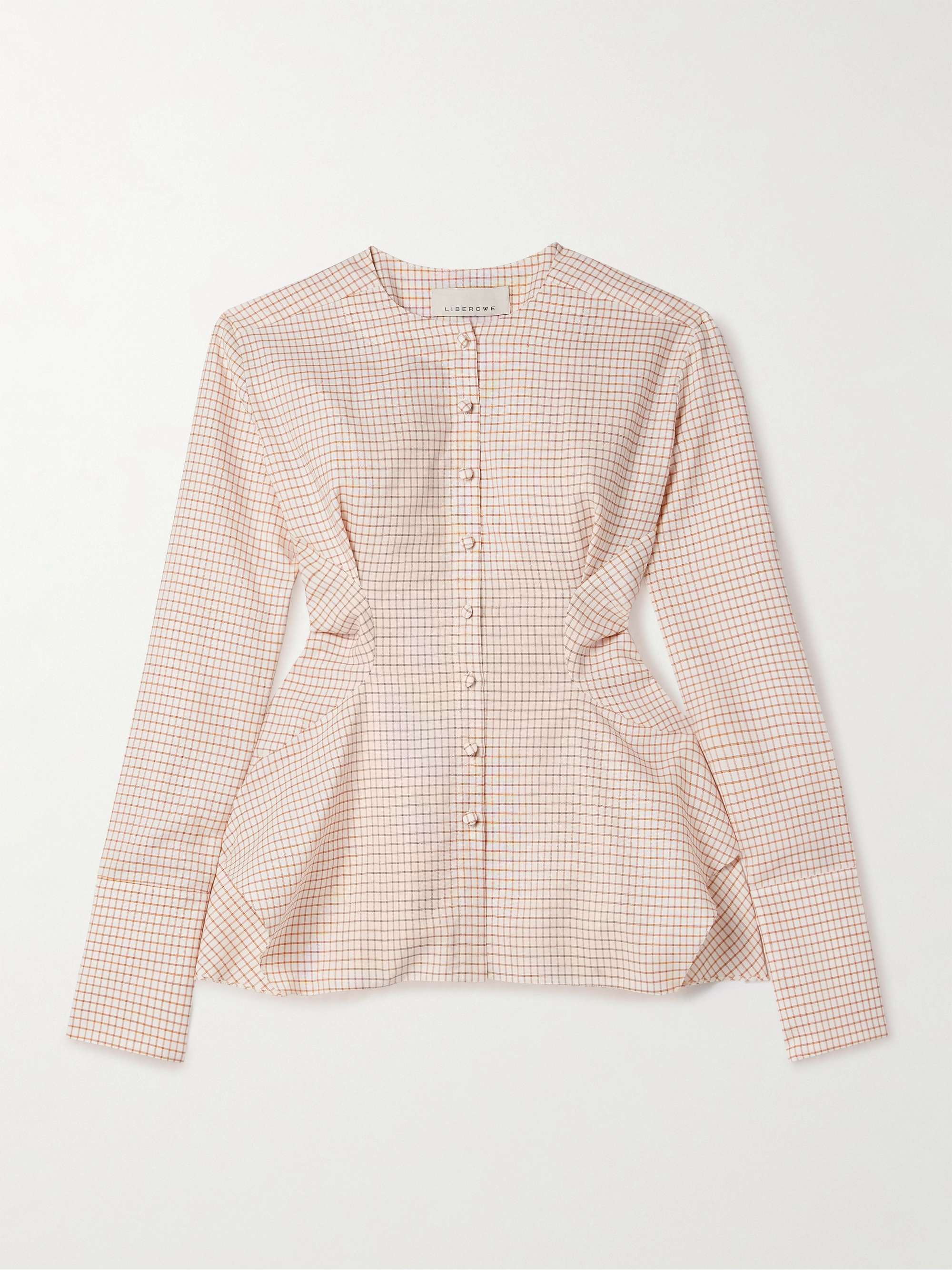 Lavinia checked wool and cotton-blend top view