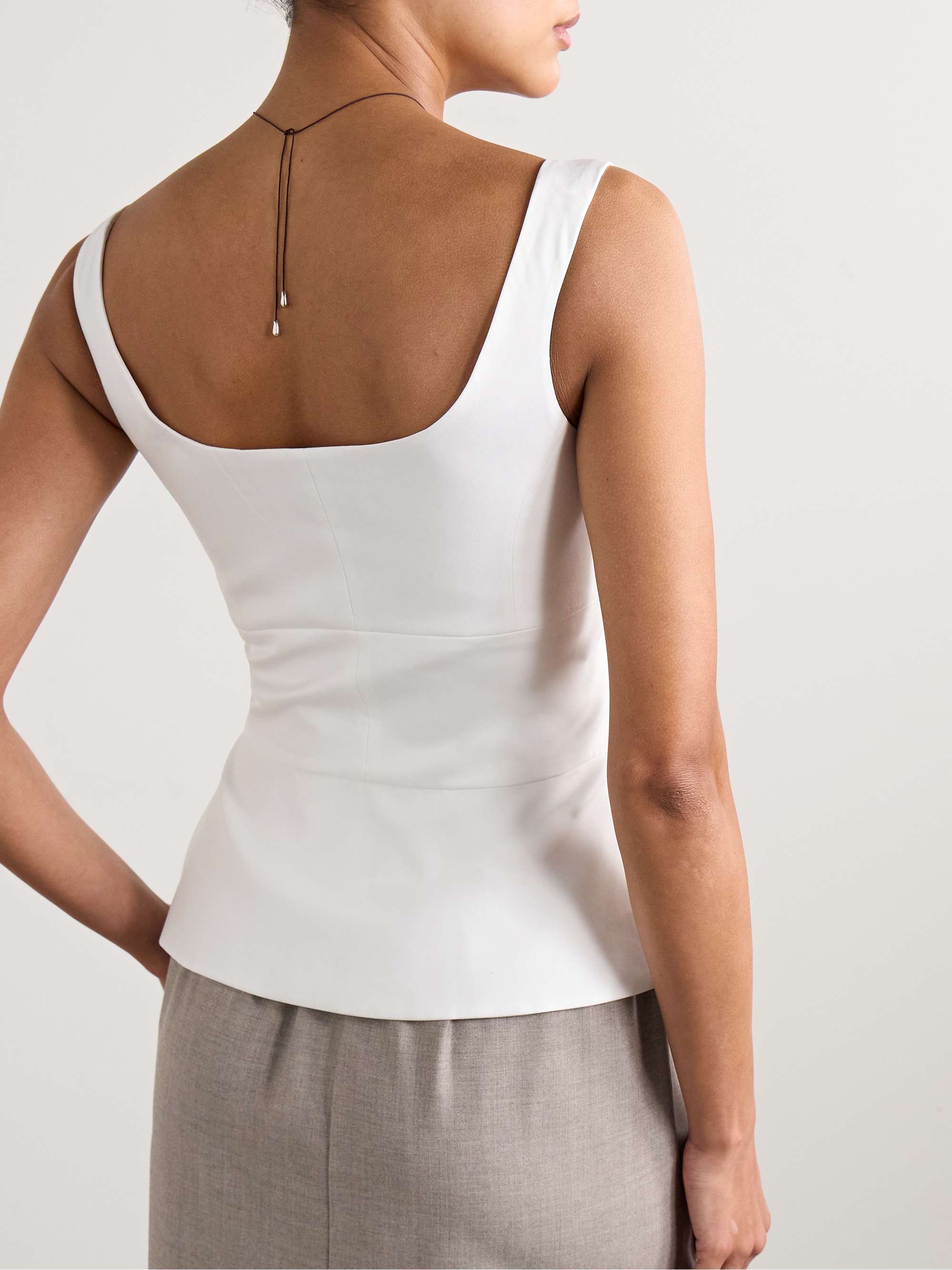 Cotton-poplin peplum top view