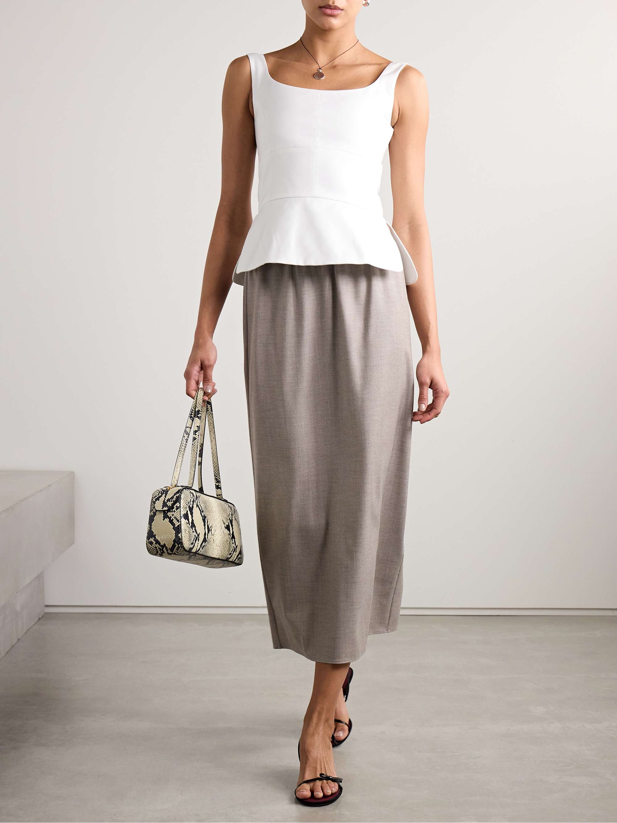 Cotton-poplin peplum top view