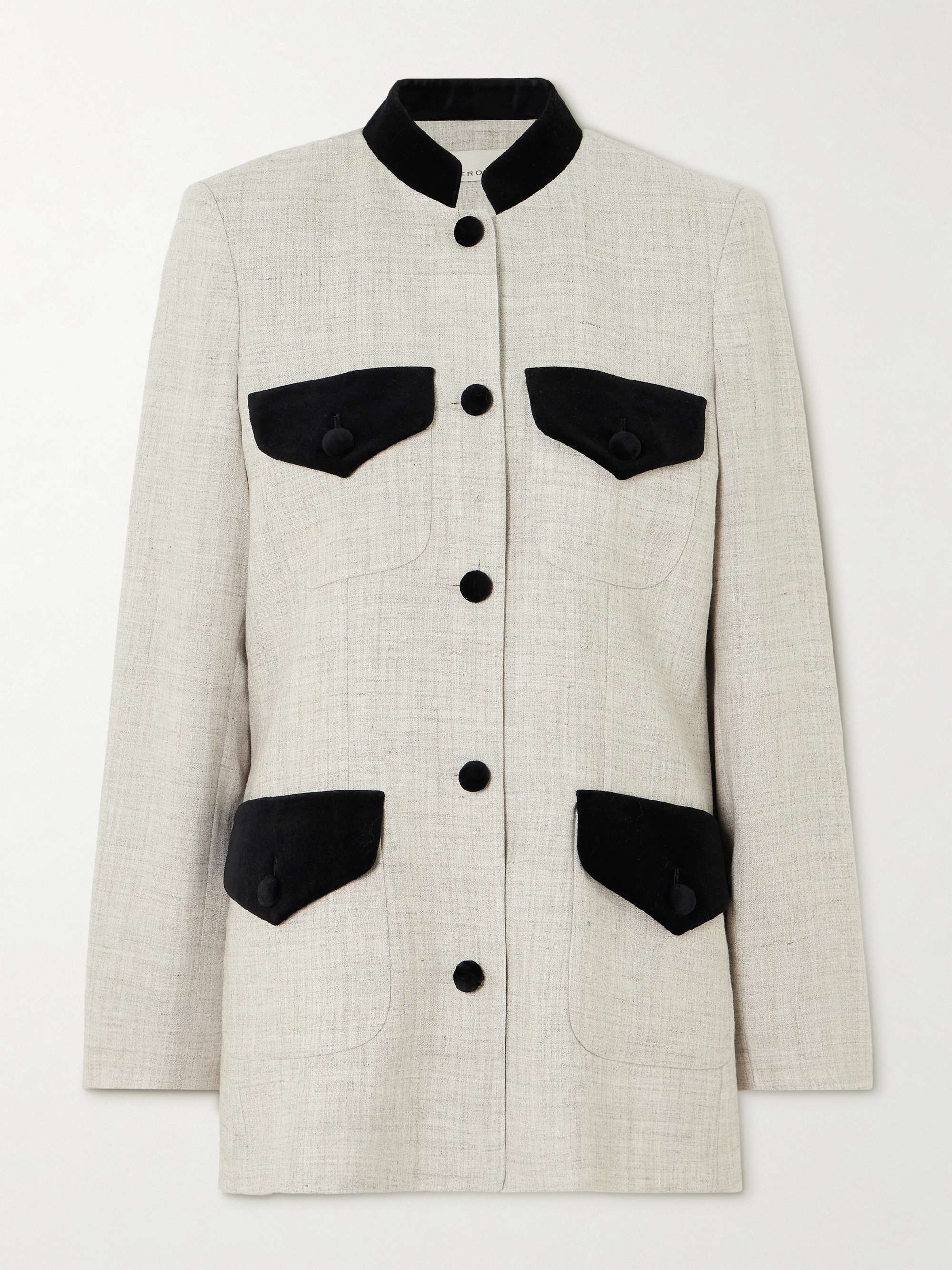 Raja velvet-trimmed canvas blazer view
