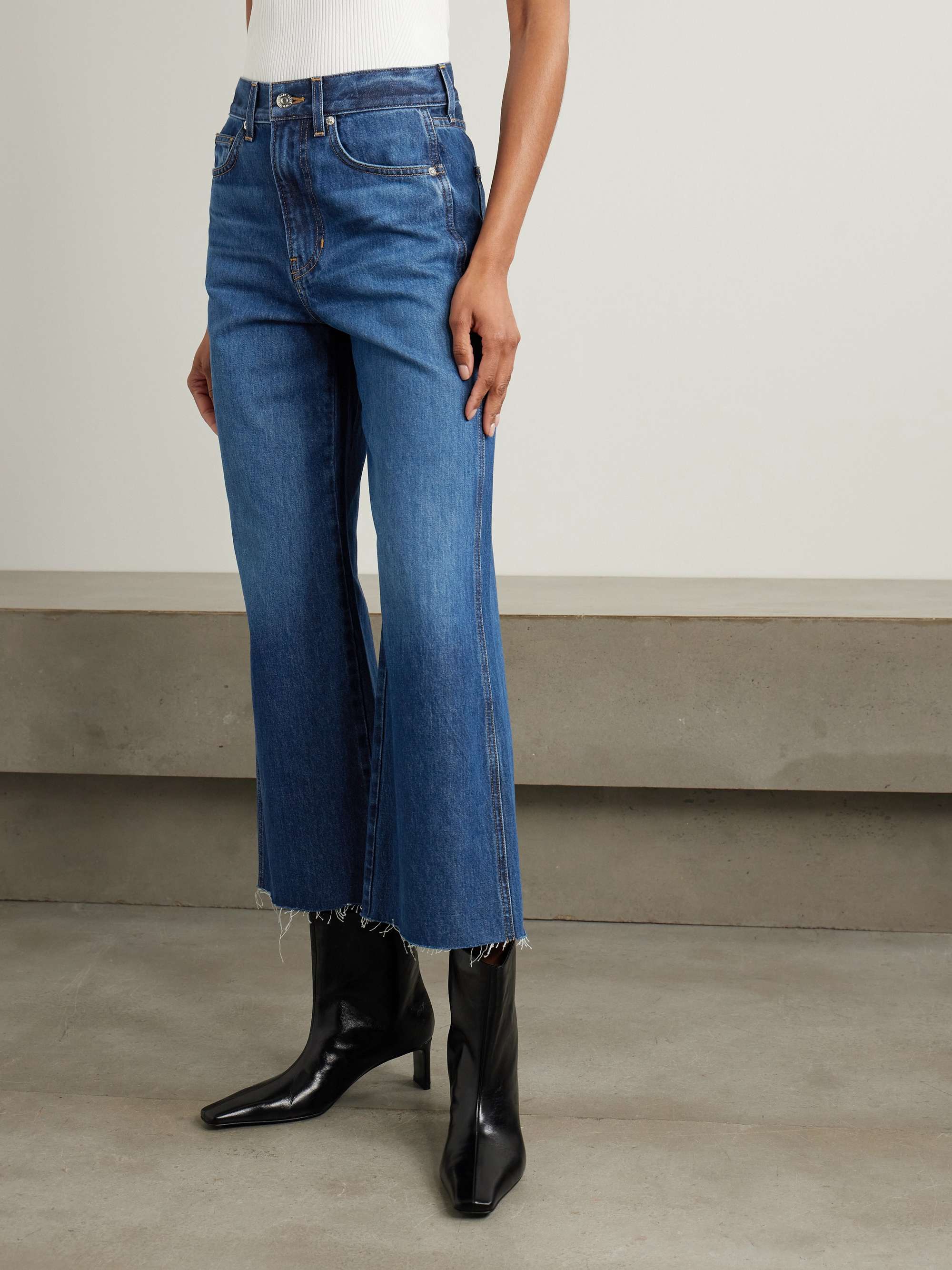 Taylor frayed high-rise wide-leg jeans view