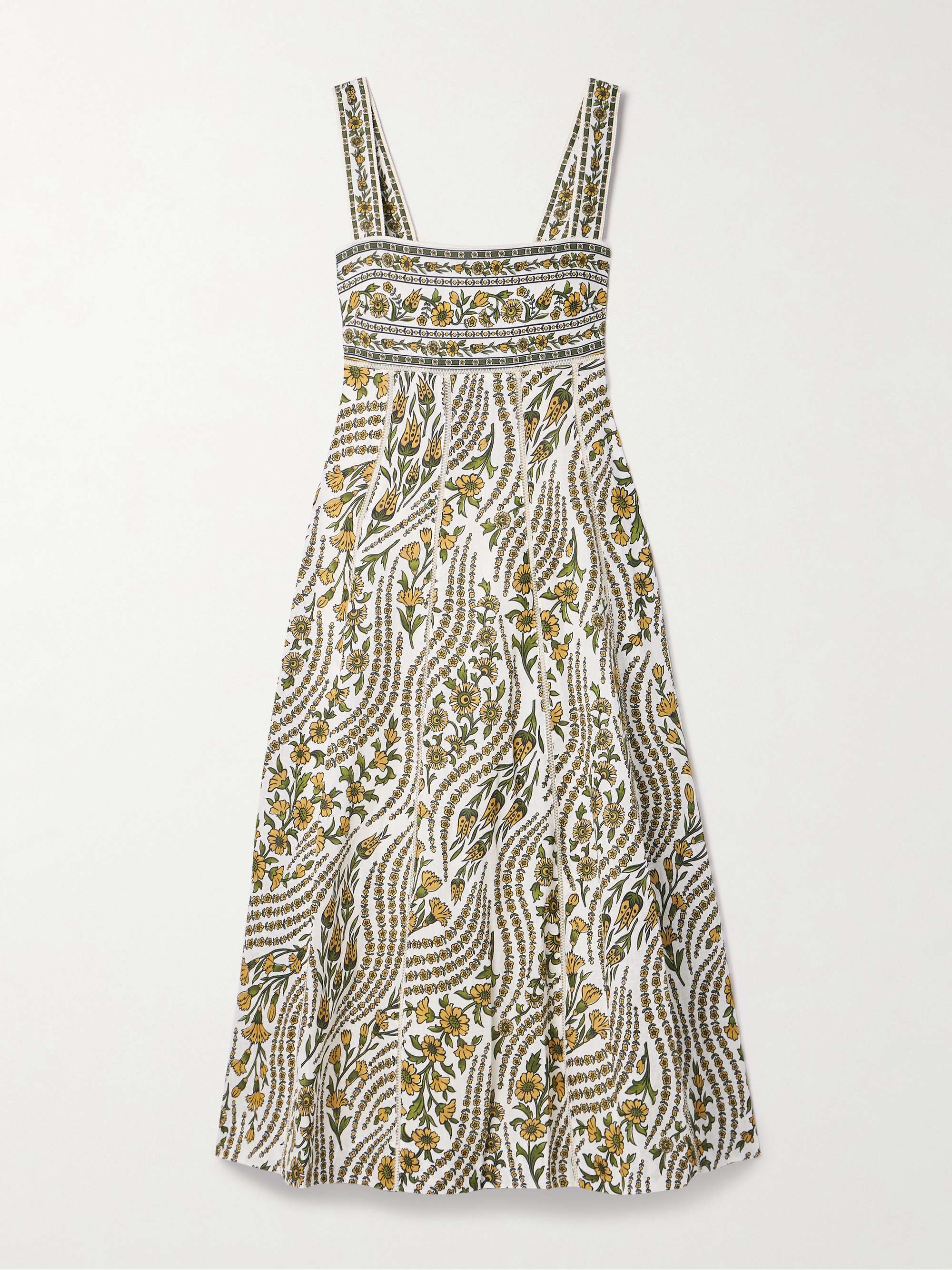 Rye open-back floral-print linen midi dress view