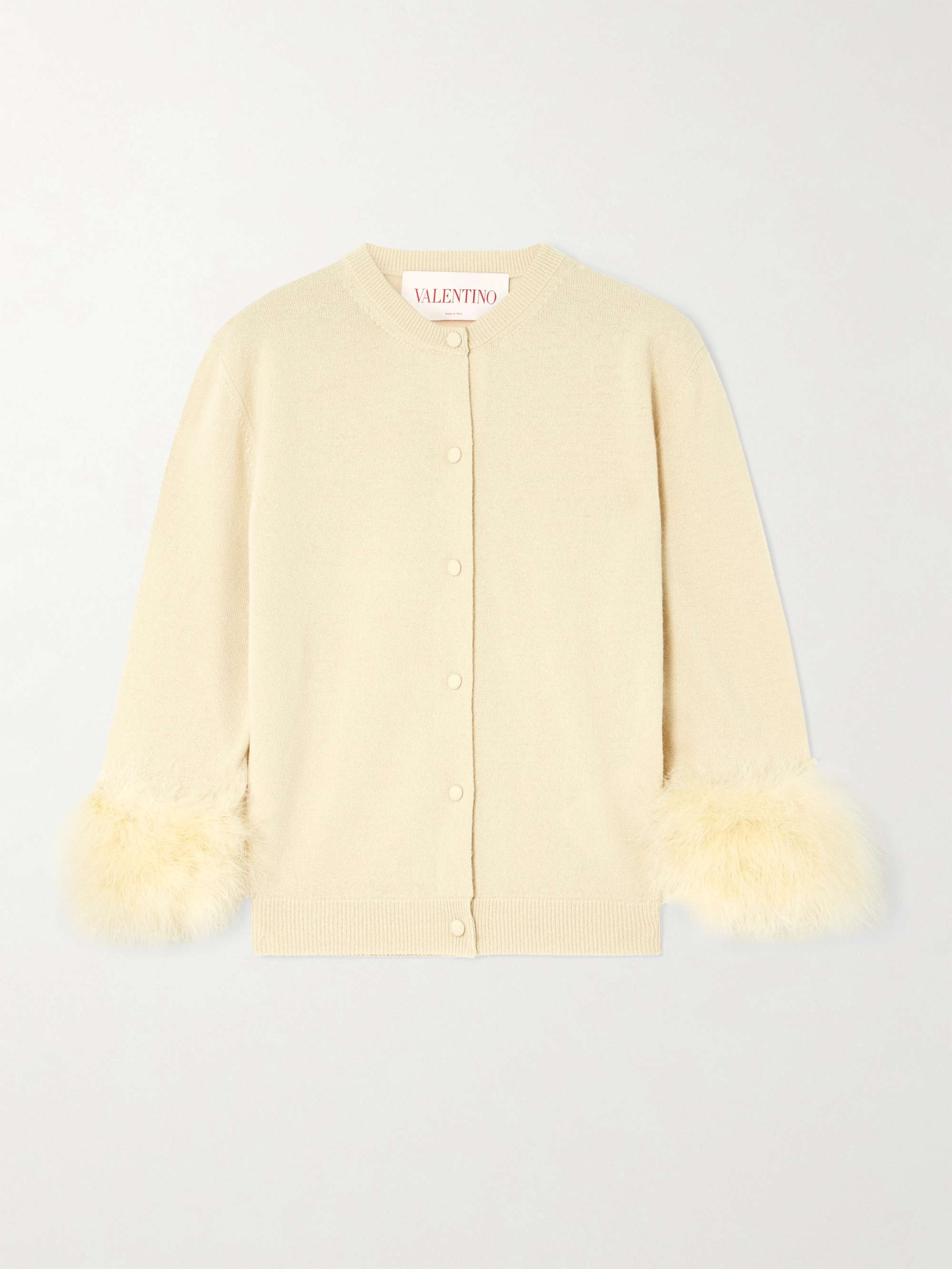 Feather-trimmed wool cardigan view