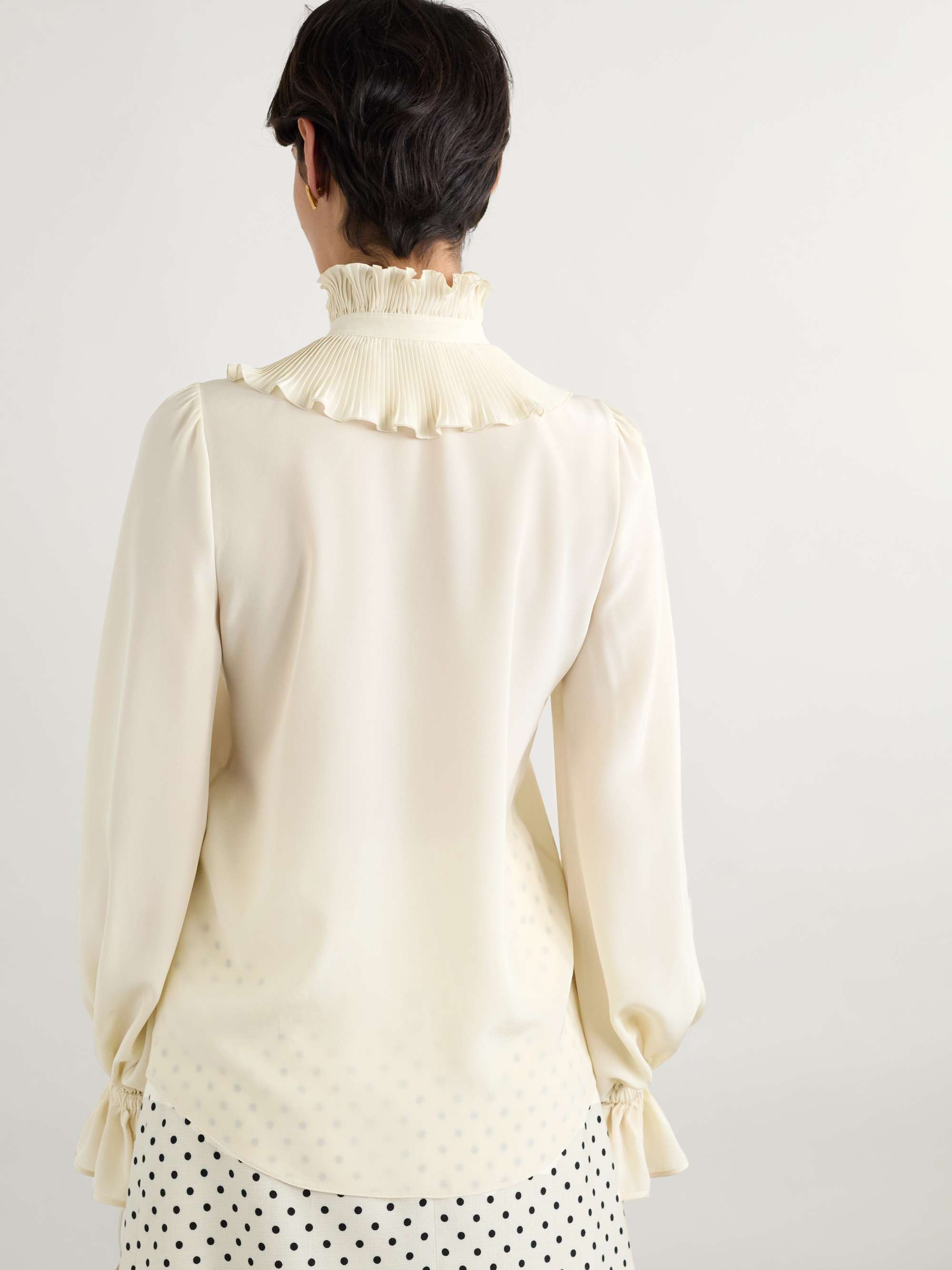 Ruffled silk crepe de chine shirt view