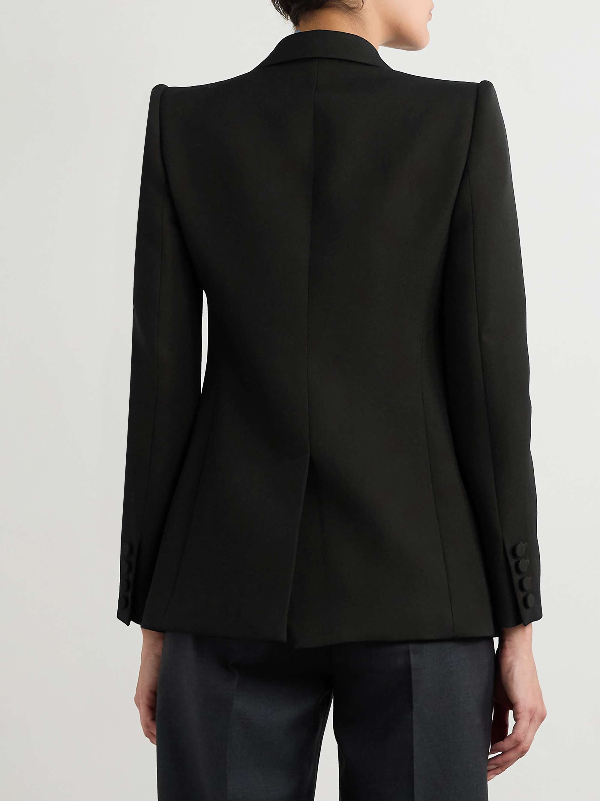 Double-breasted grain de poudre wool blazer view