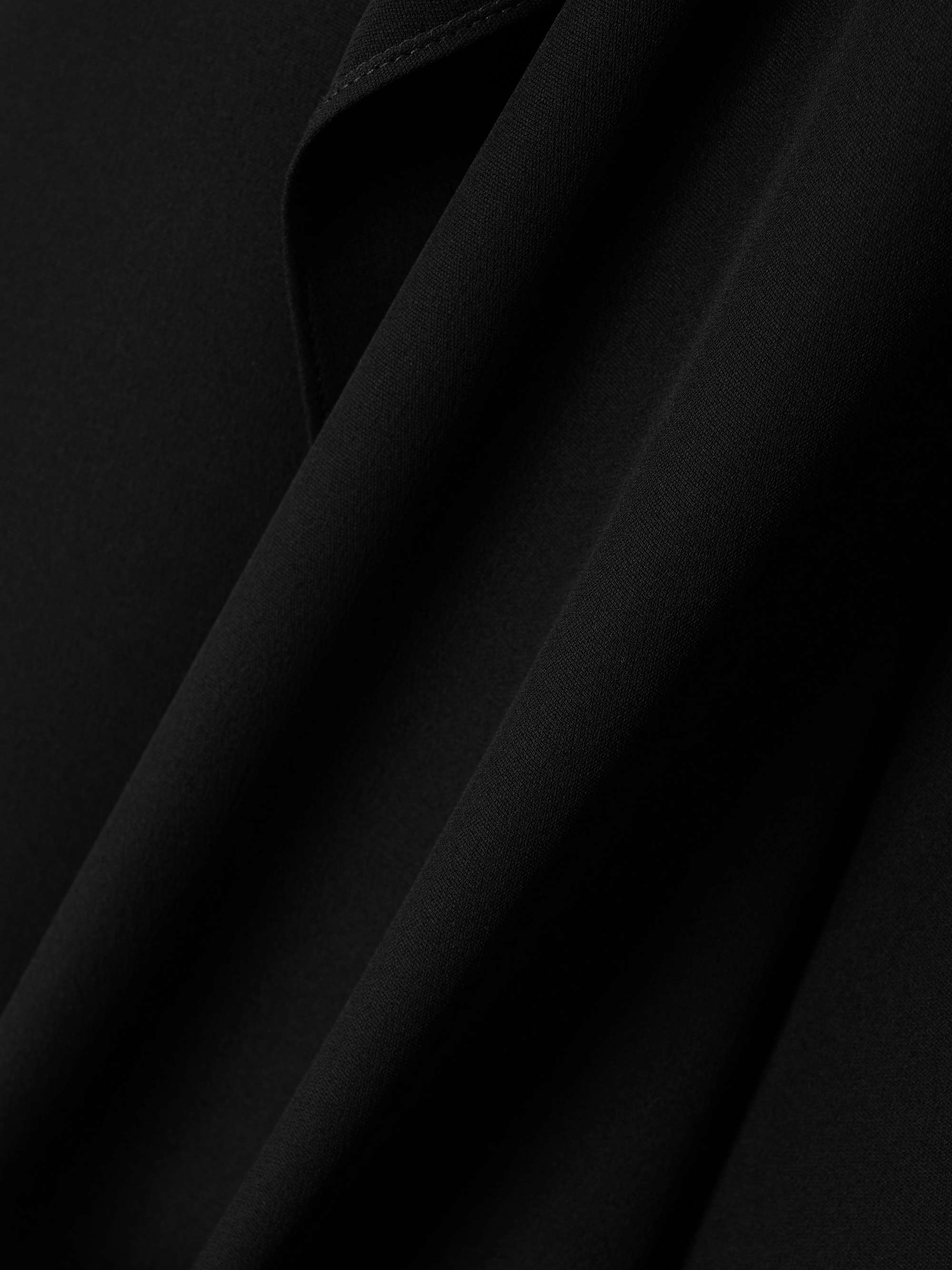 Feather-trimmed scarf-detailed silk crepe de chine blouse view