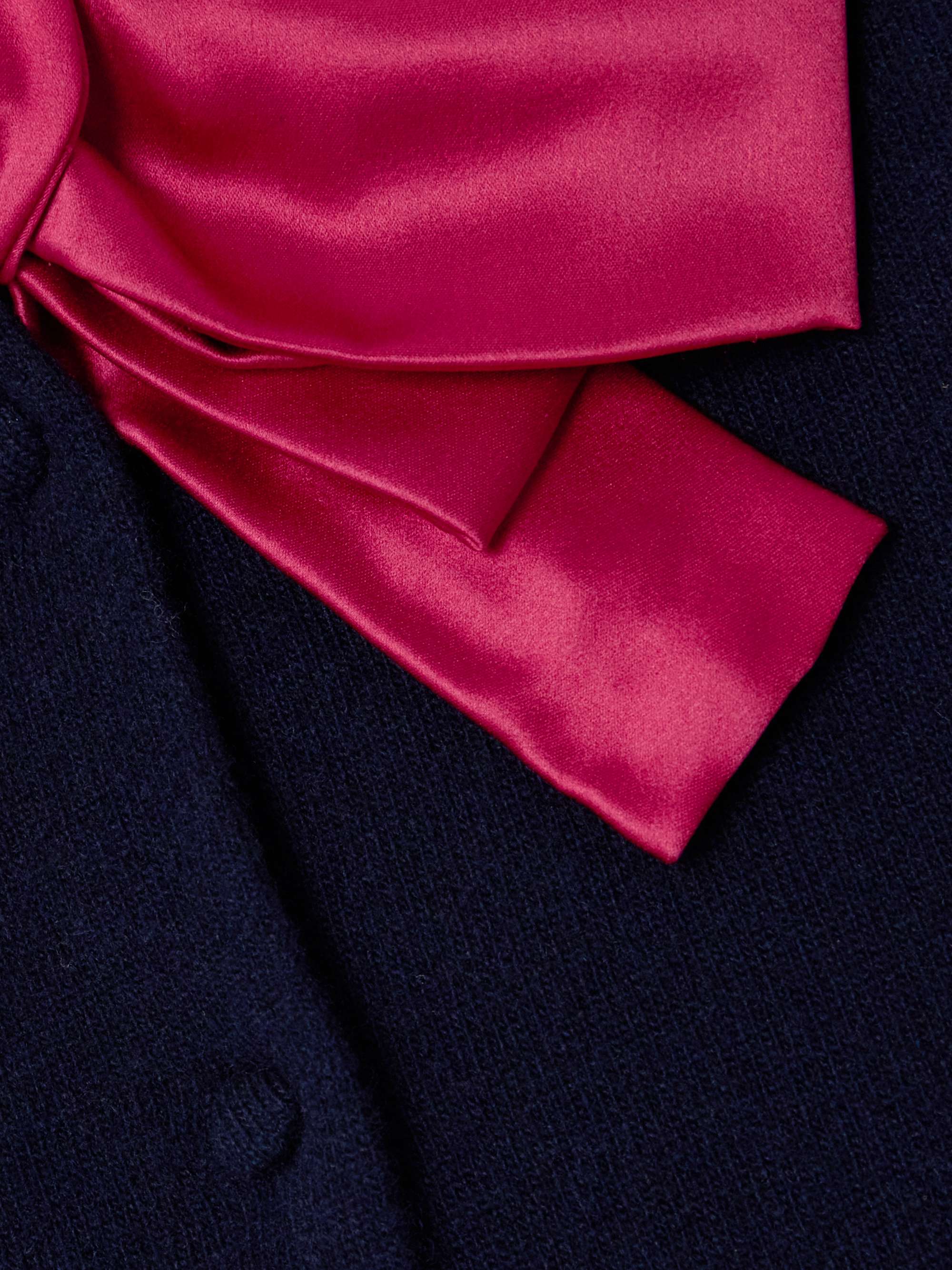 Silk satin-trimmed wool cardigan view