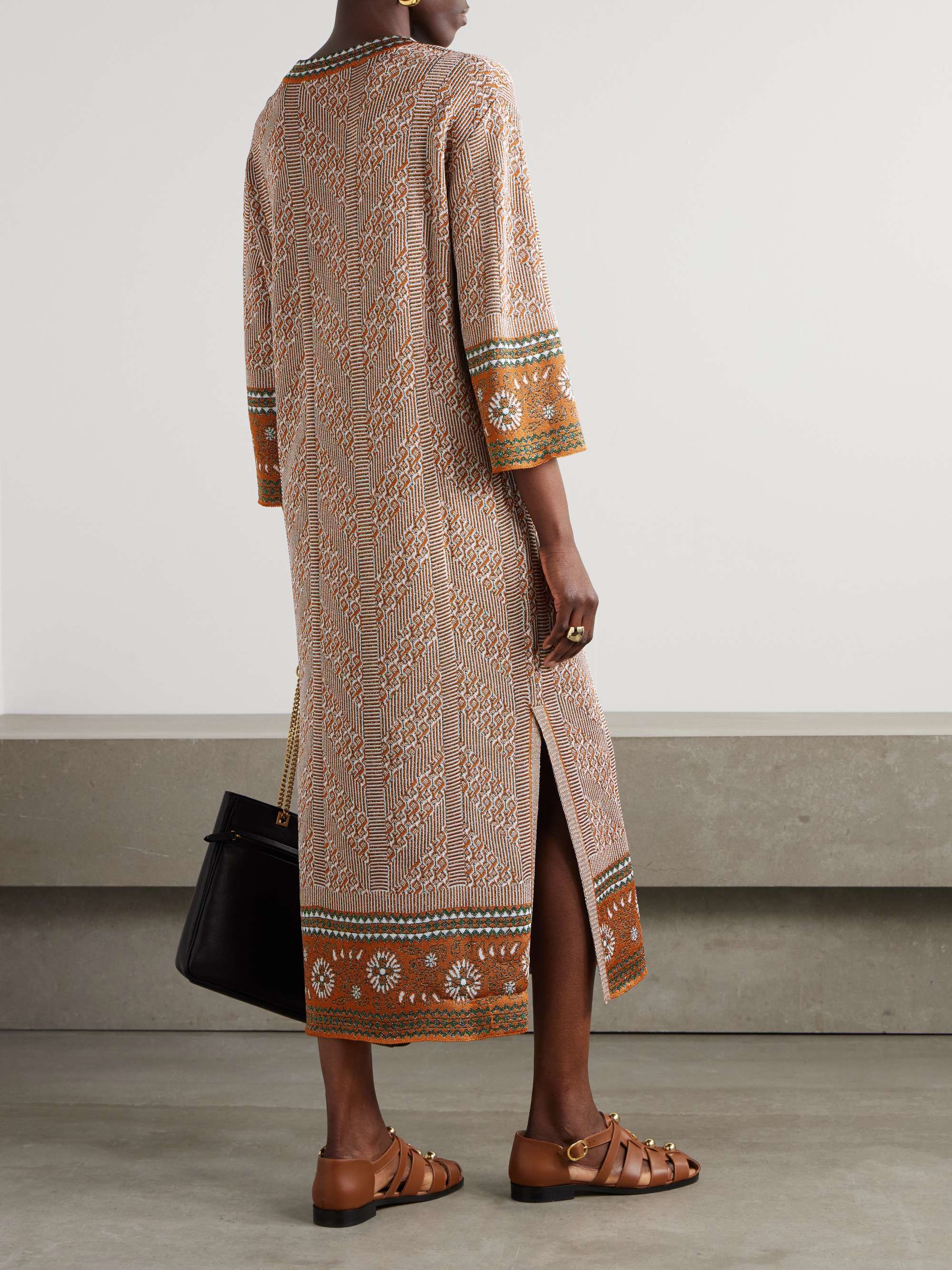 Metallic intarsia-knit midi dress view