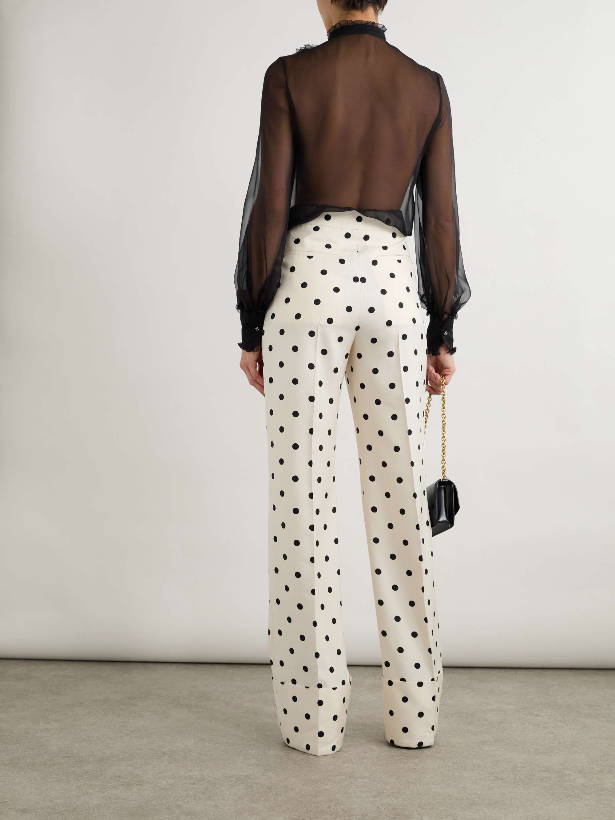 Polka-dot silk-crepe wide-leg pants view