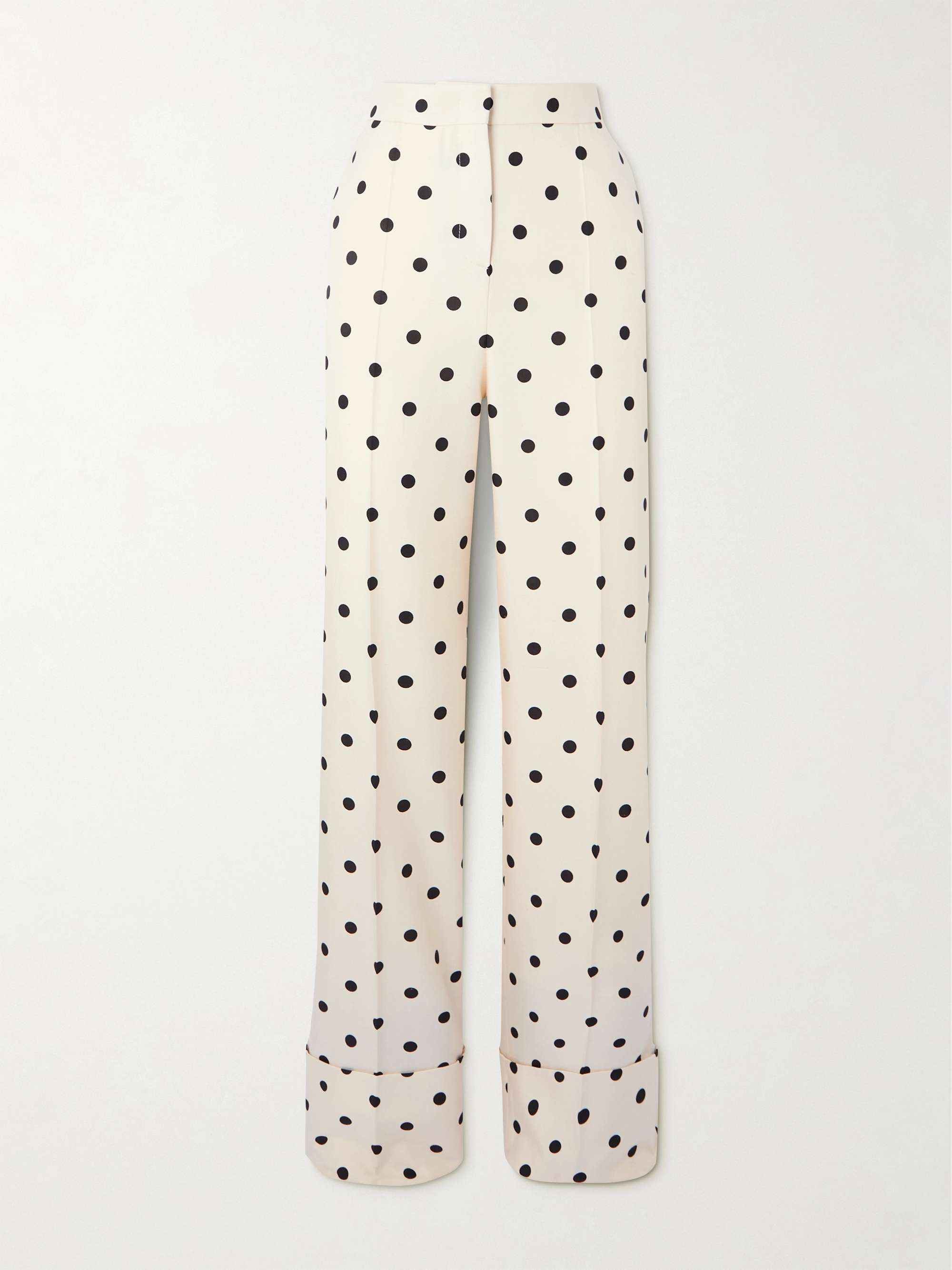 Polka-dot silk-crepe wide-leg pants view