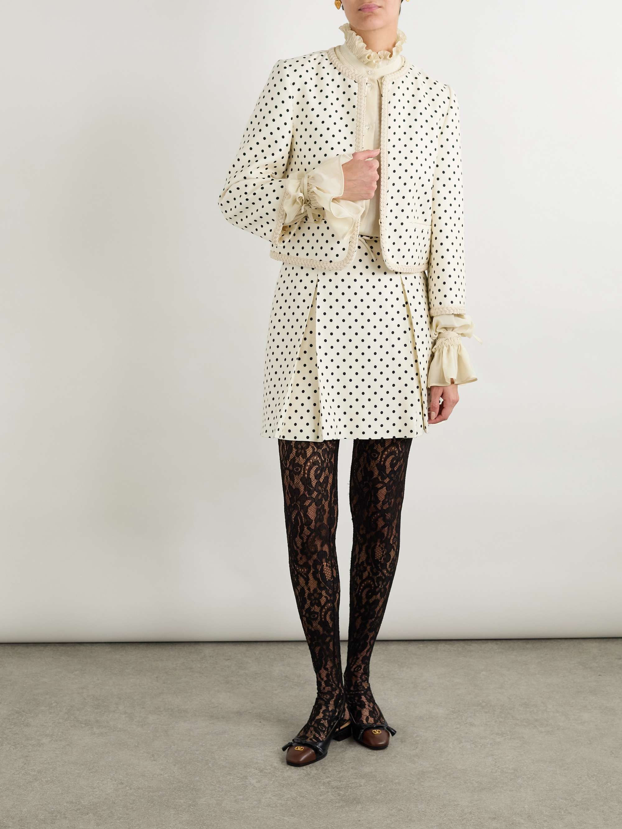 Embroidered polka-dot woven jacket view