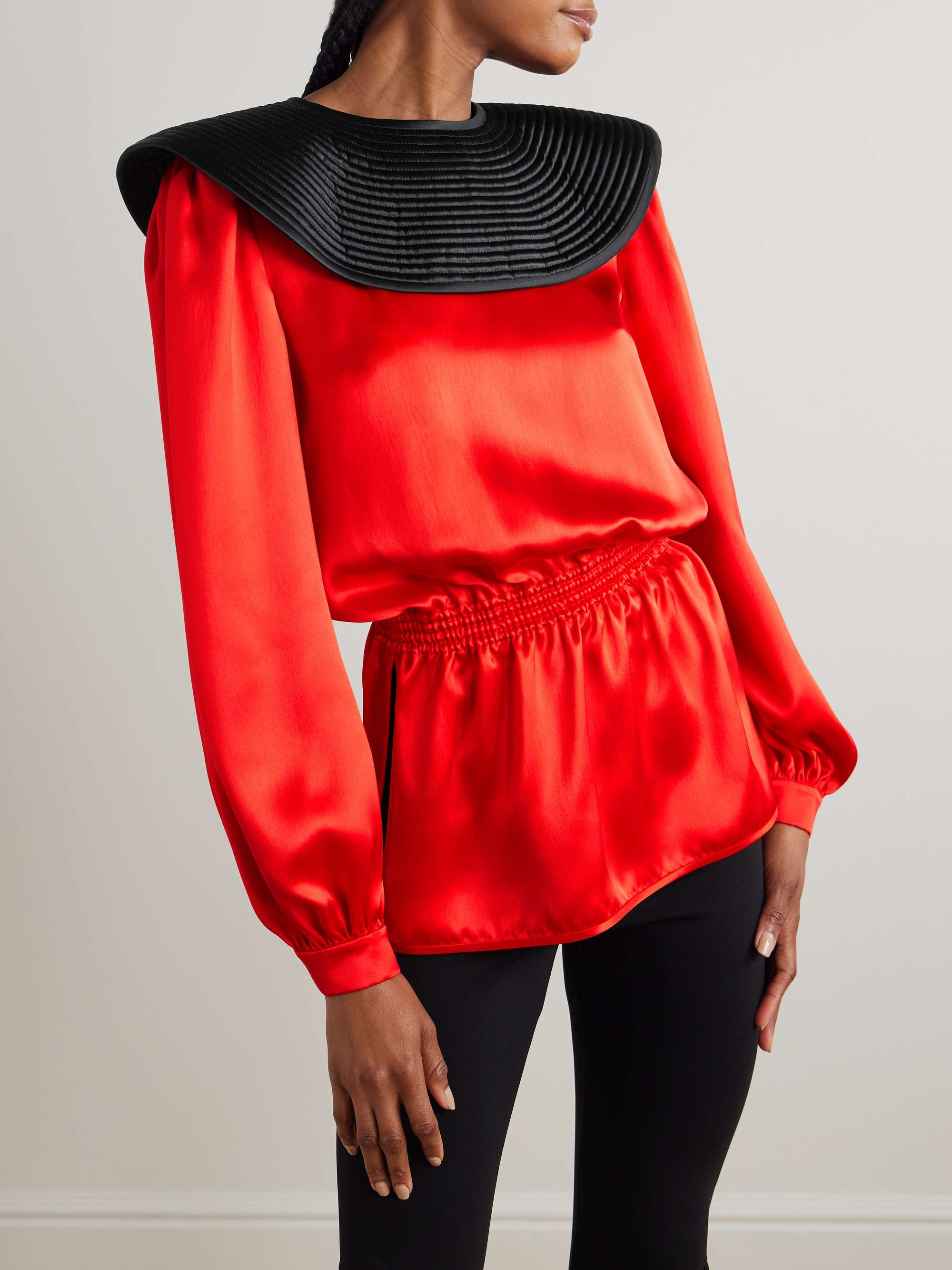 Two-tone silk-satin blouse view