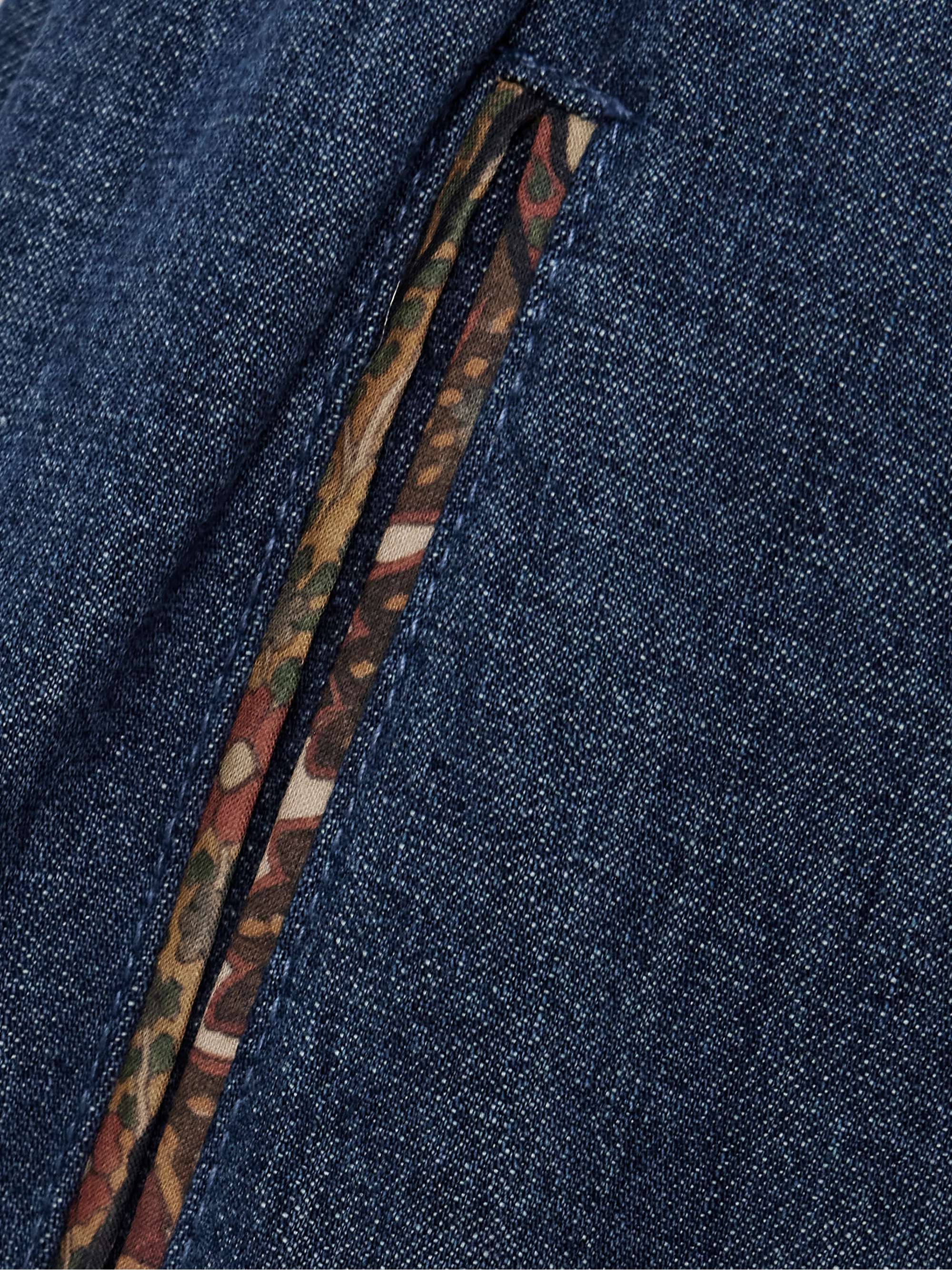 Tasseled embroidered chambray tapered pants view