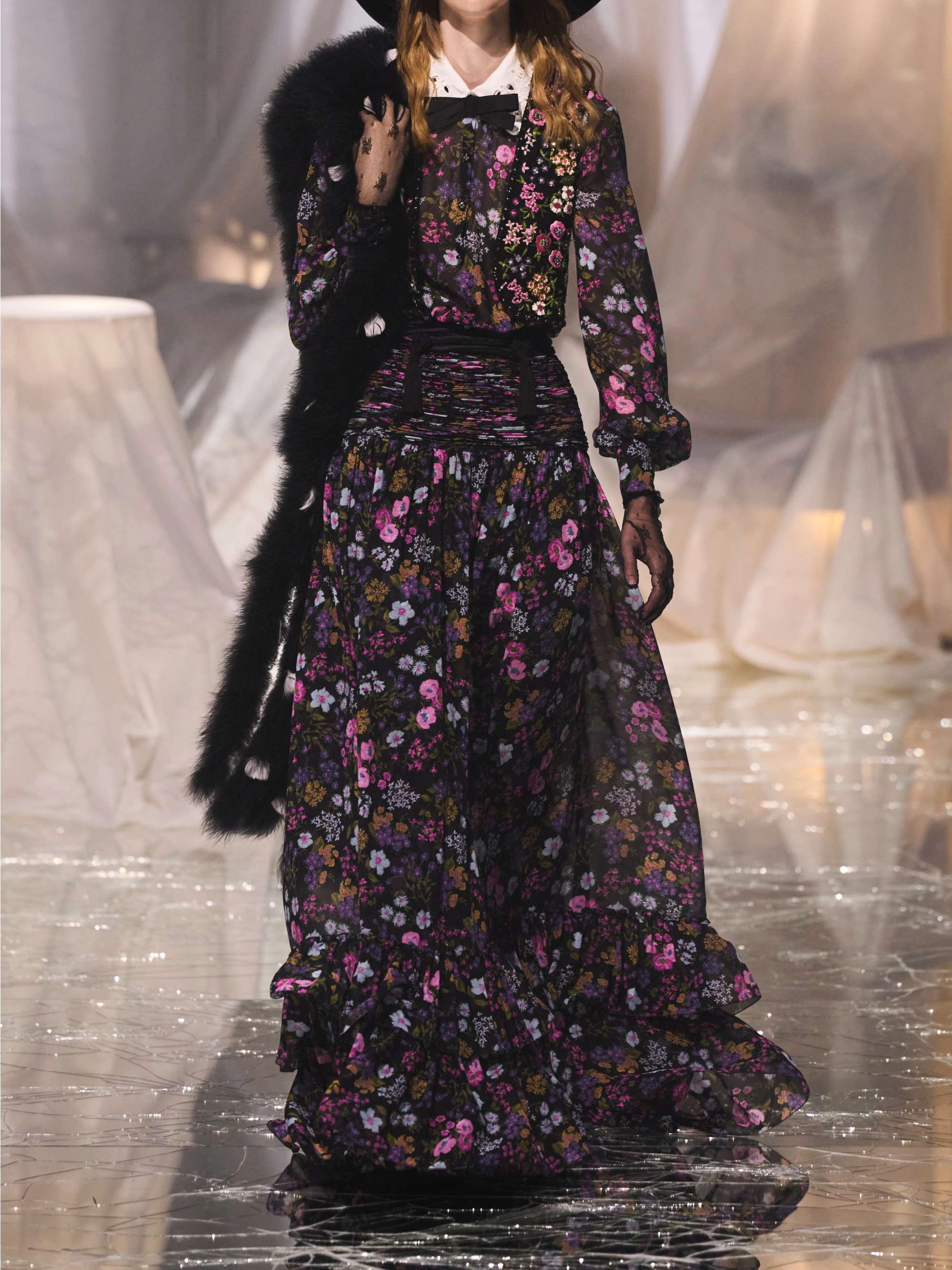Broderie anglaise-trimmed smocked floral-print silk-georgette maxi dress view