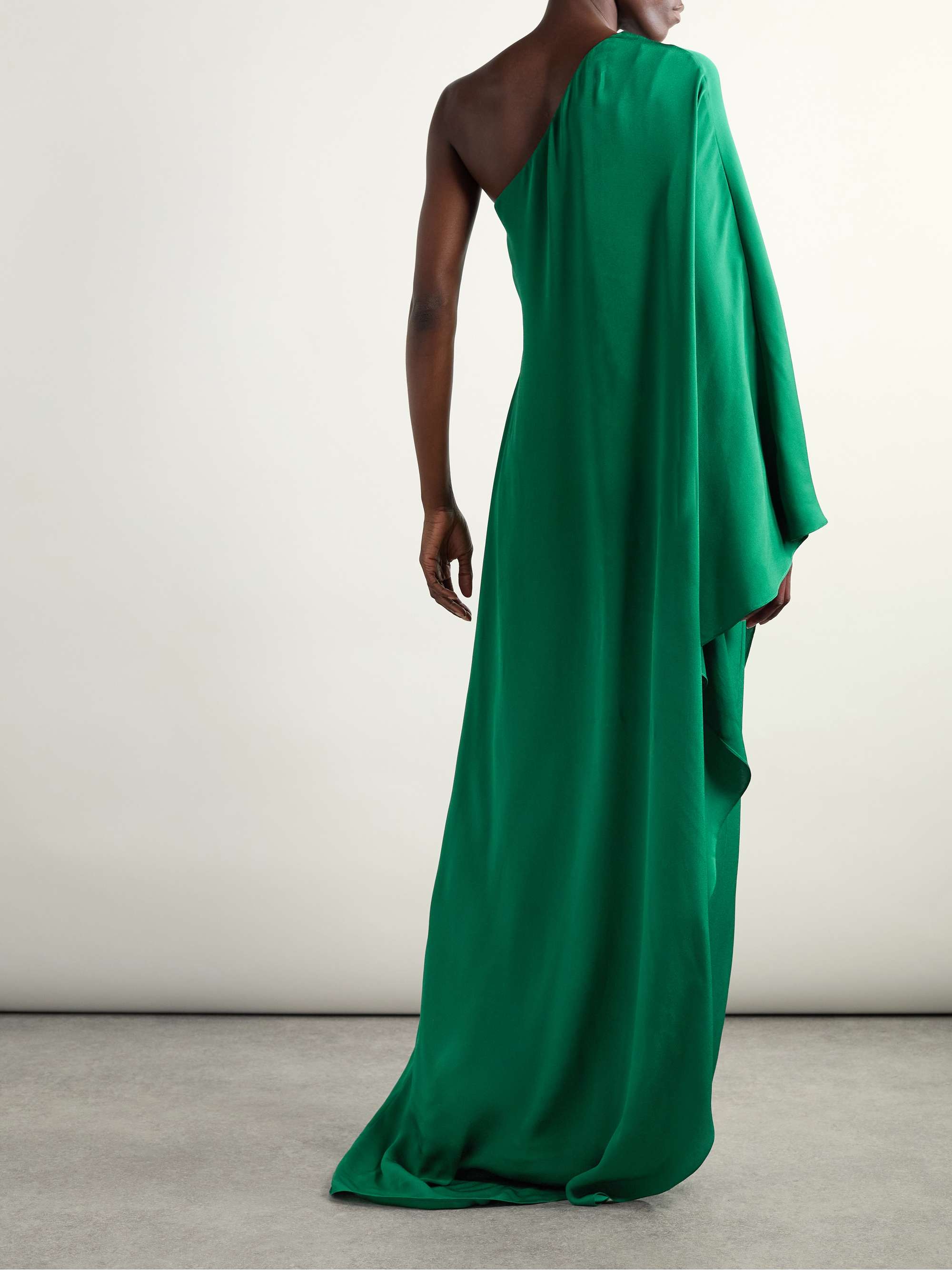 Asymmetric one-shoulder crepe dress view