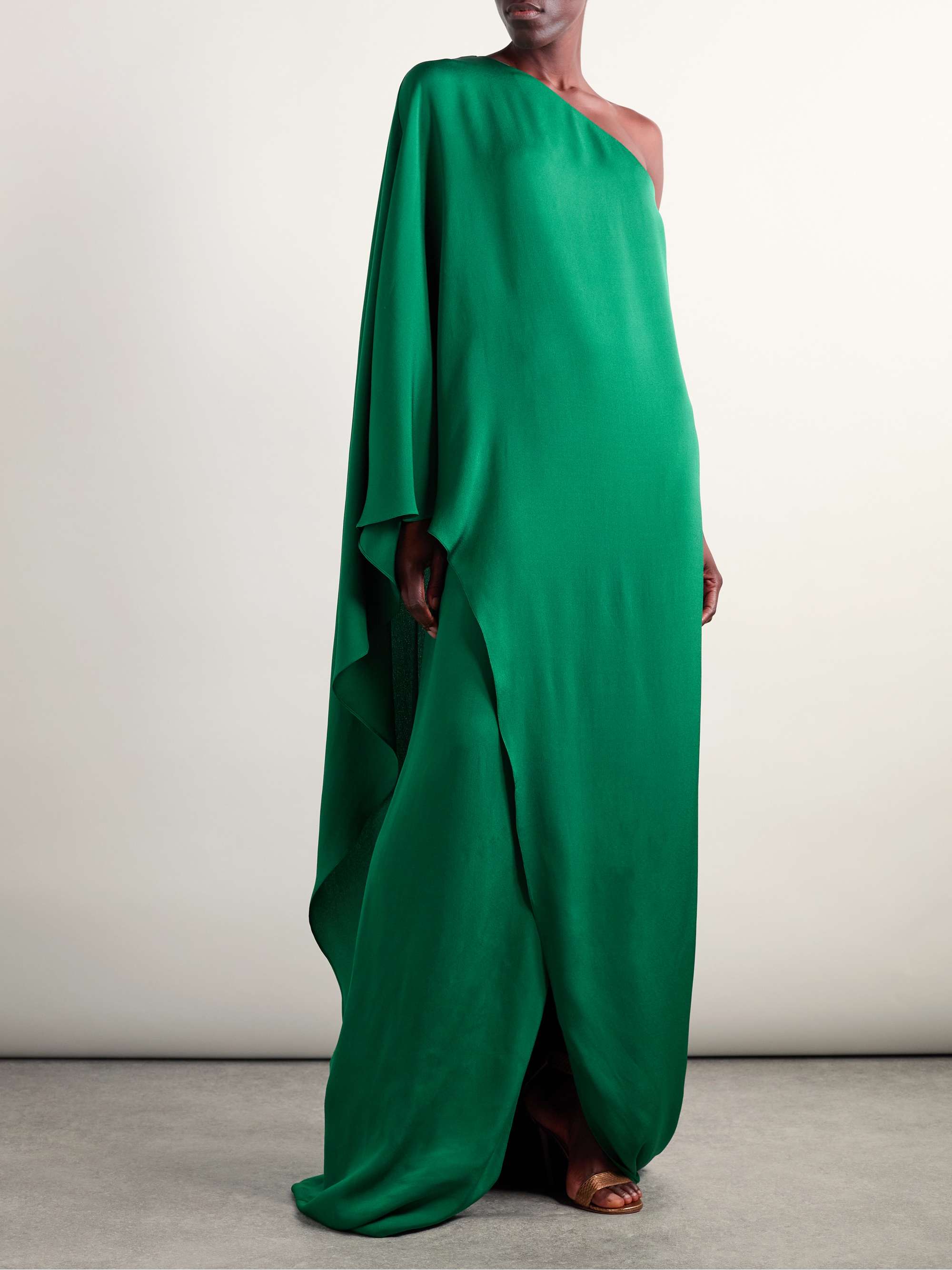 Asymmetric one-shoulder crepe dress view