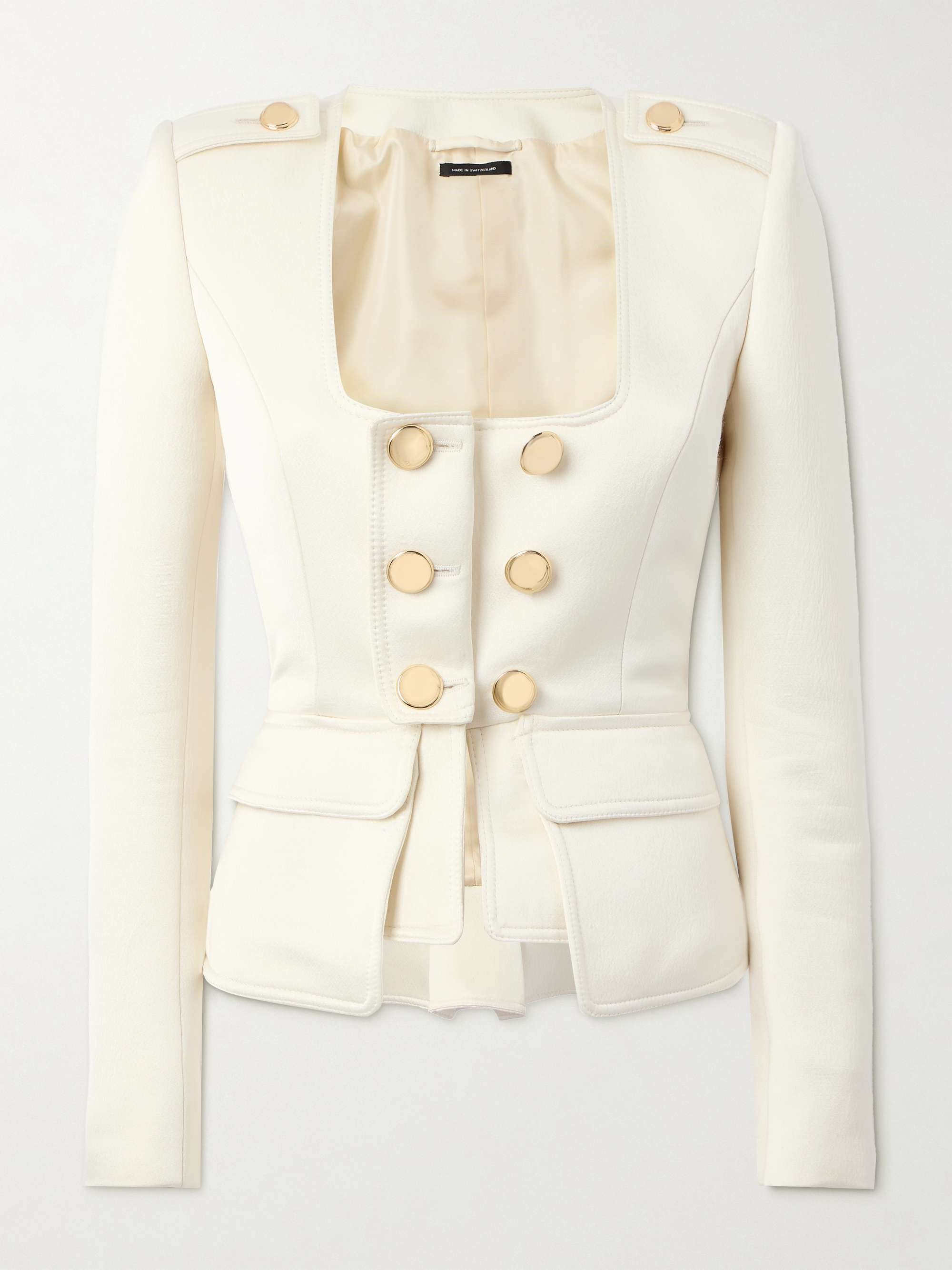 Cropped wool-blend faille jacket view
