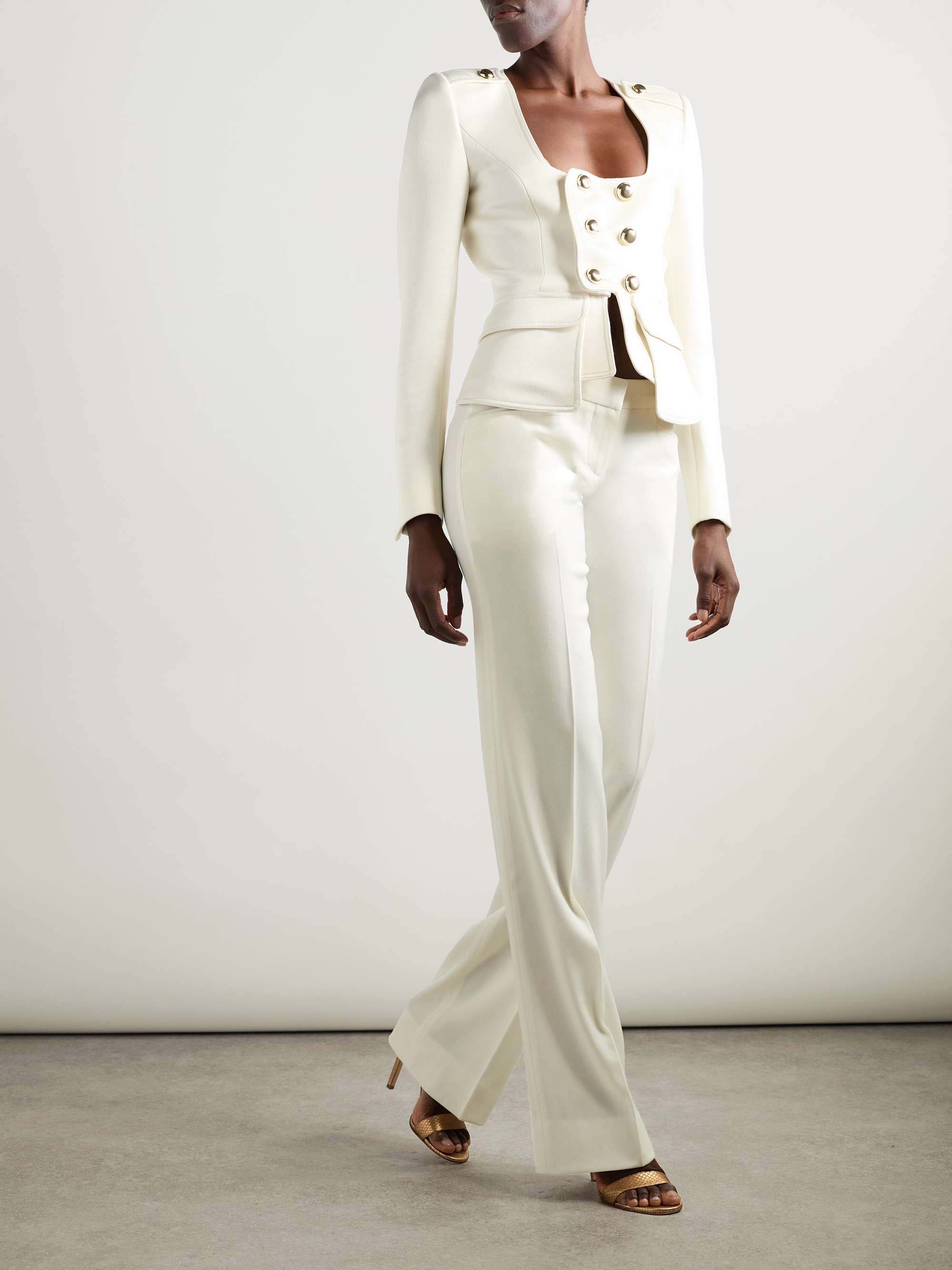 Cropped wool-blend faille jacket view