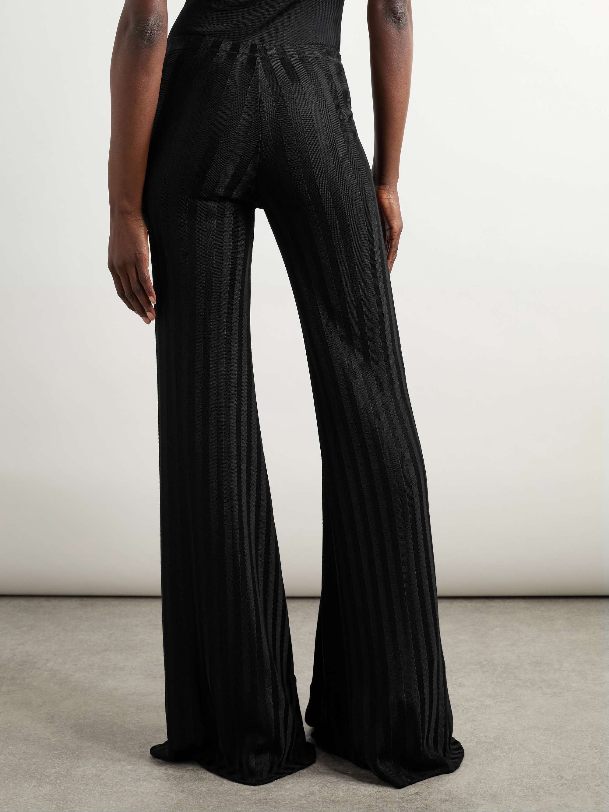 Striped herringbone jersey flared pants view