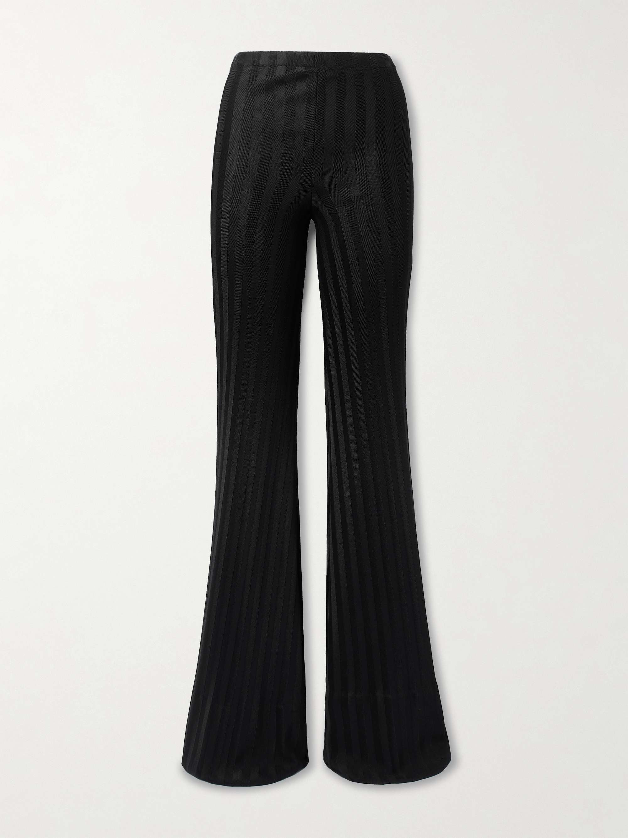 Striped herringbone jersey flared pants view