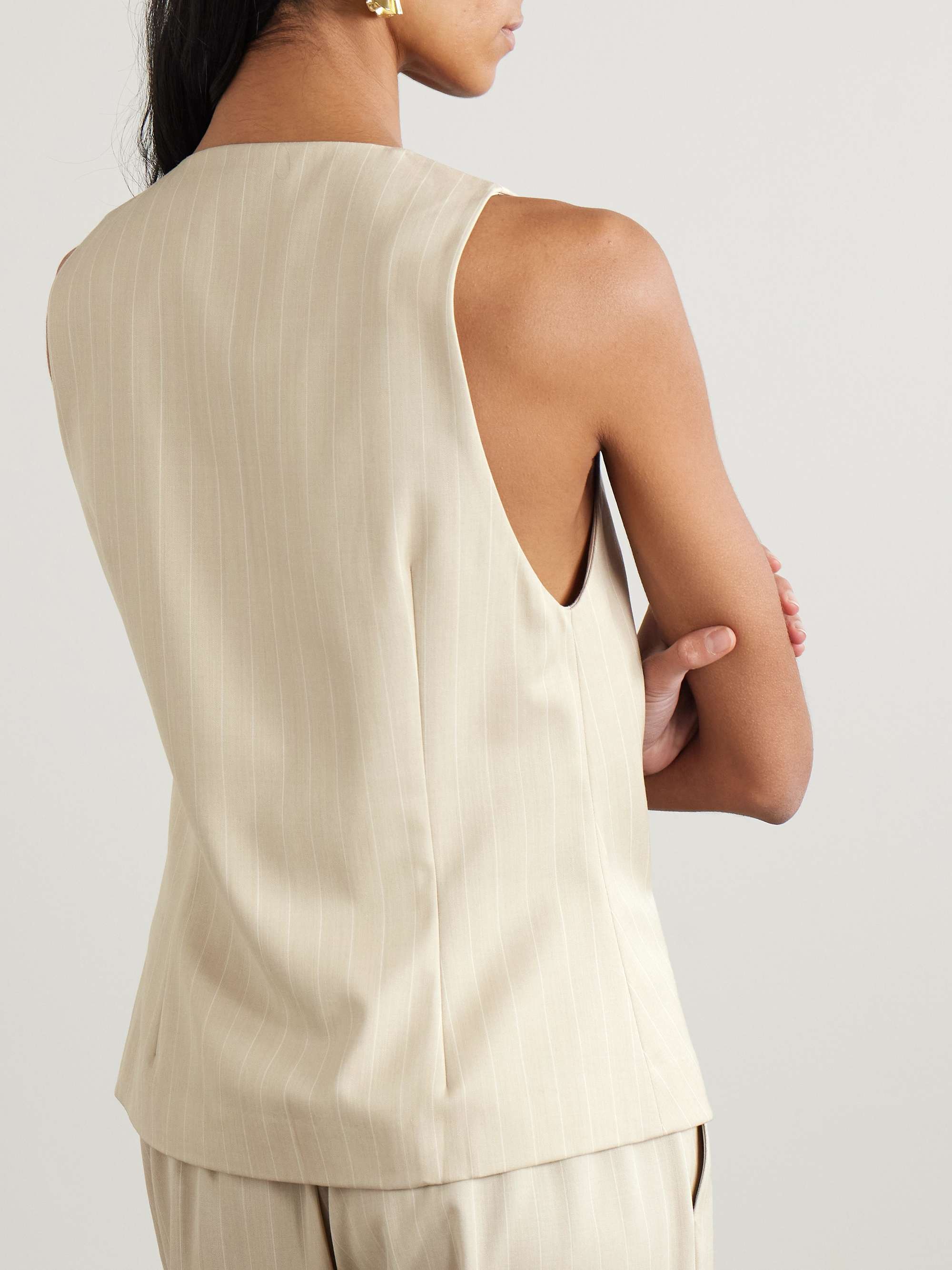 Pinstriped wool-blend twill vest view
