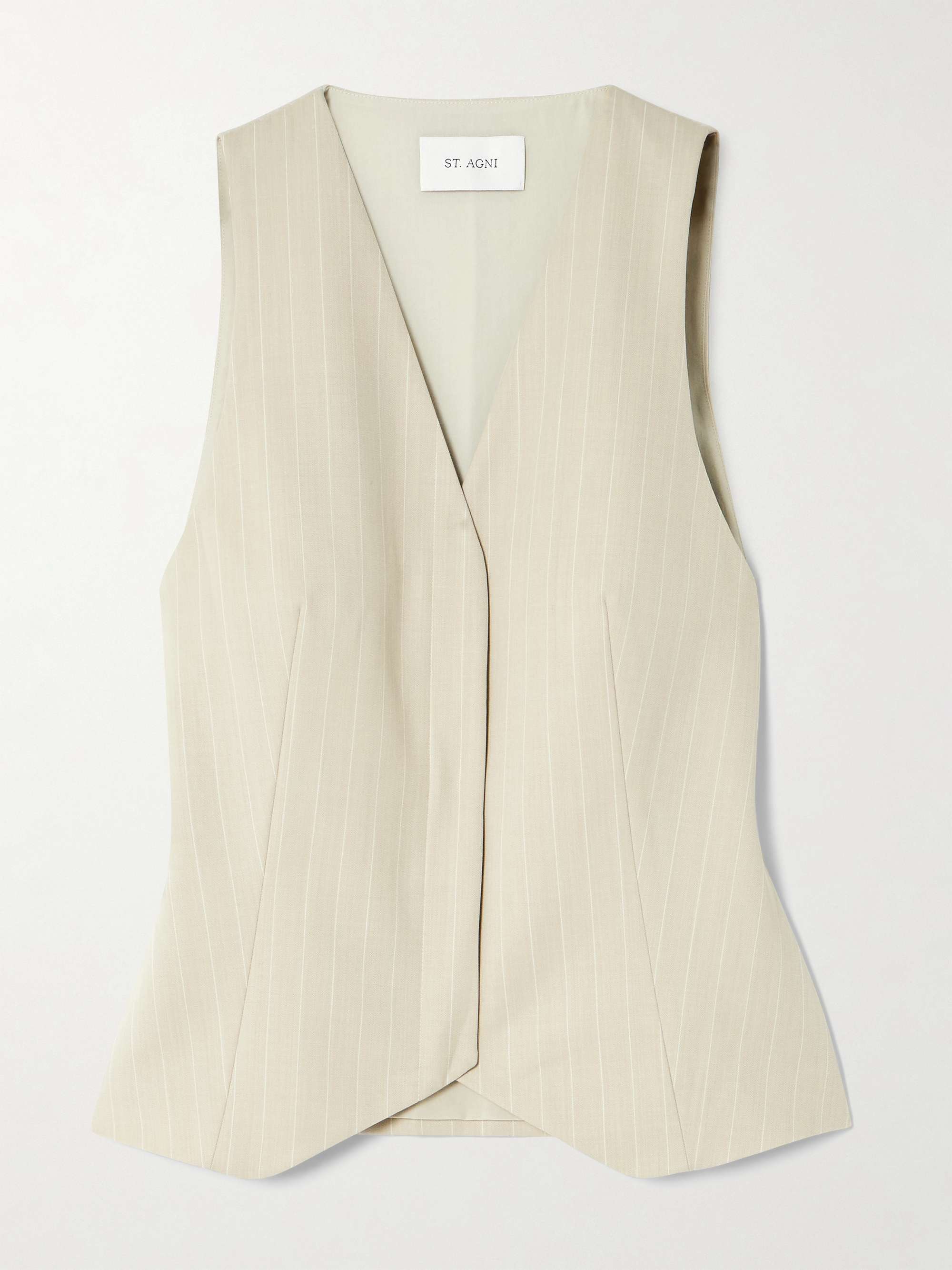 Pinstriped wool-blend twill vest view