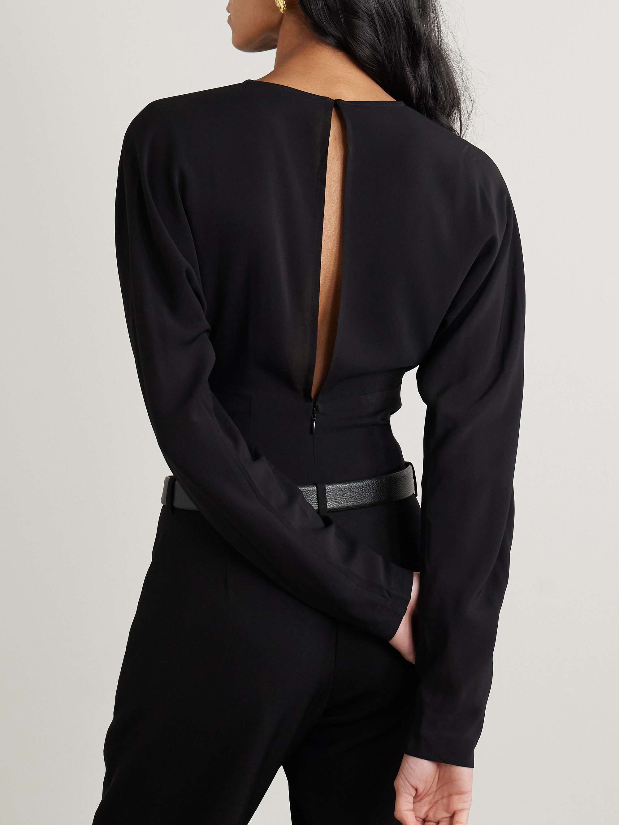 Gathered stretch-crepe bodysuit view
