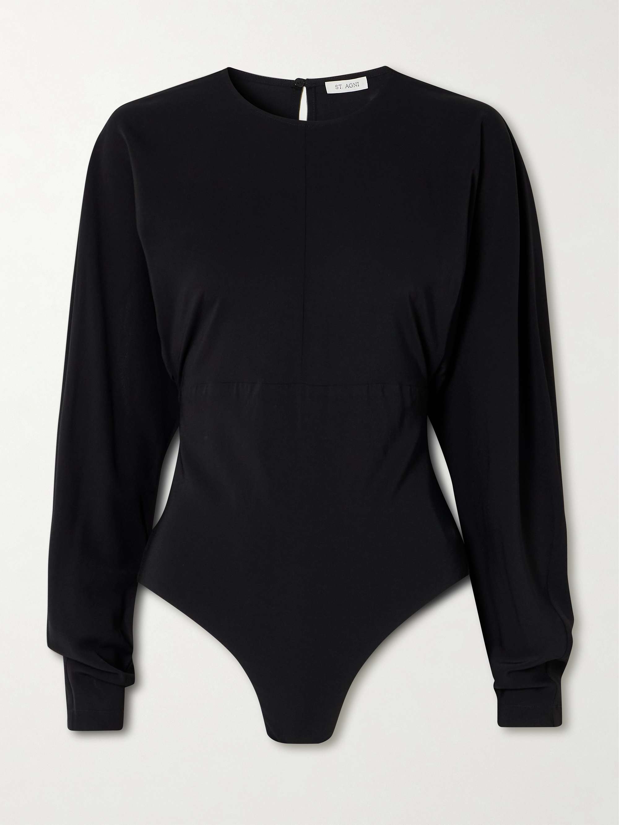 Gathered stretch-crepe bodysuit view