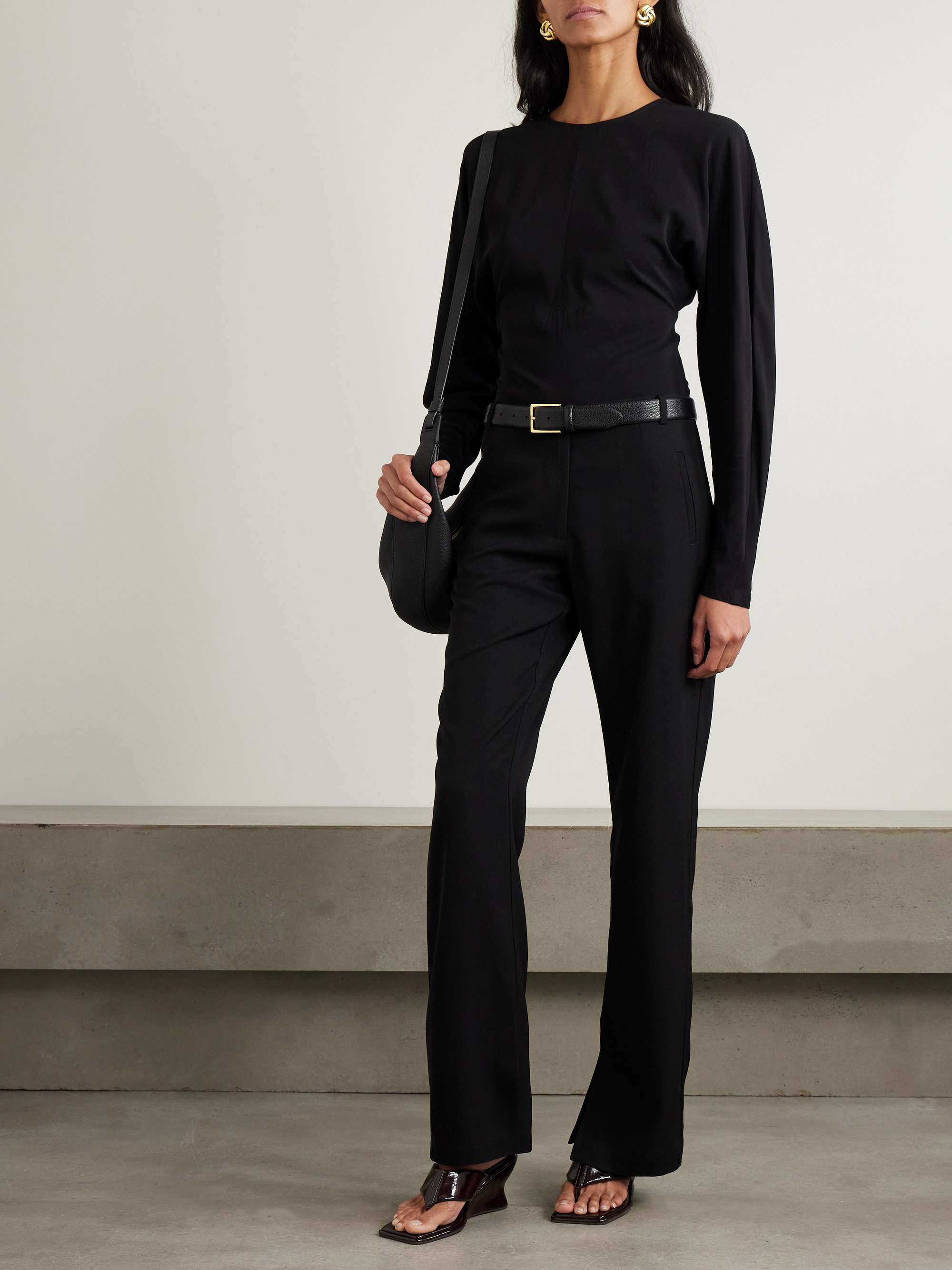 Gathered stretch-crepe bodysuit view