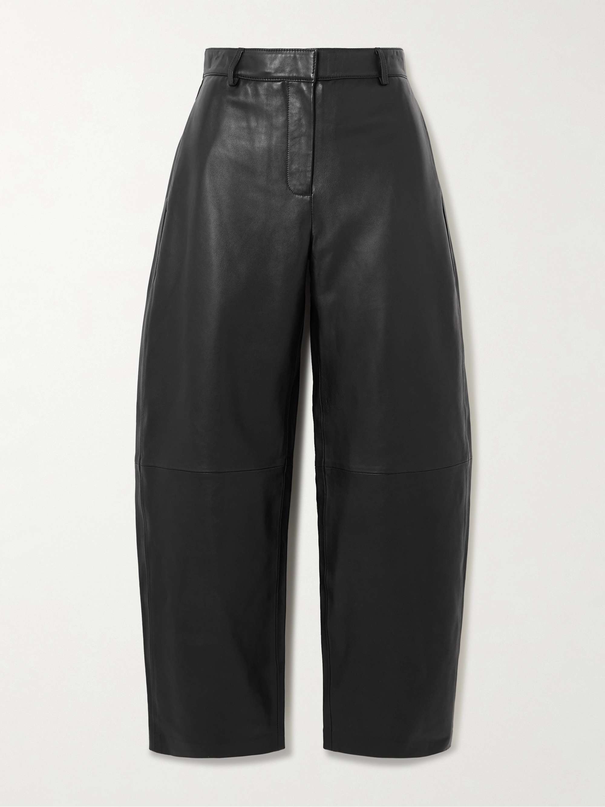 Leather tapered pants view