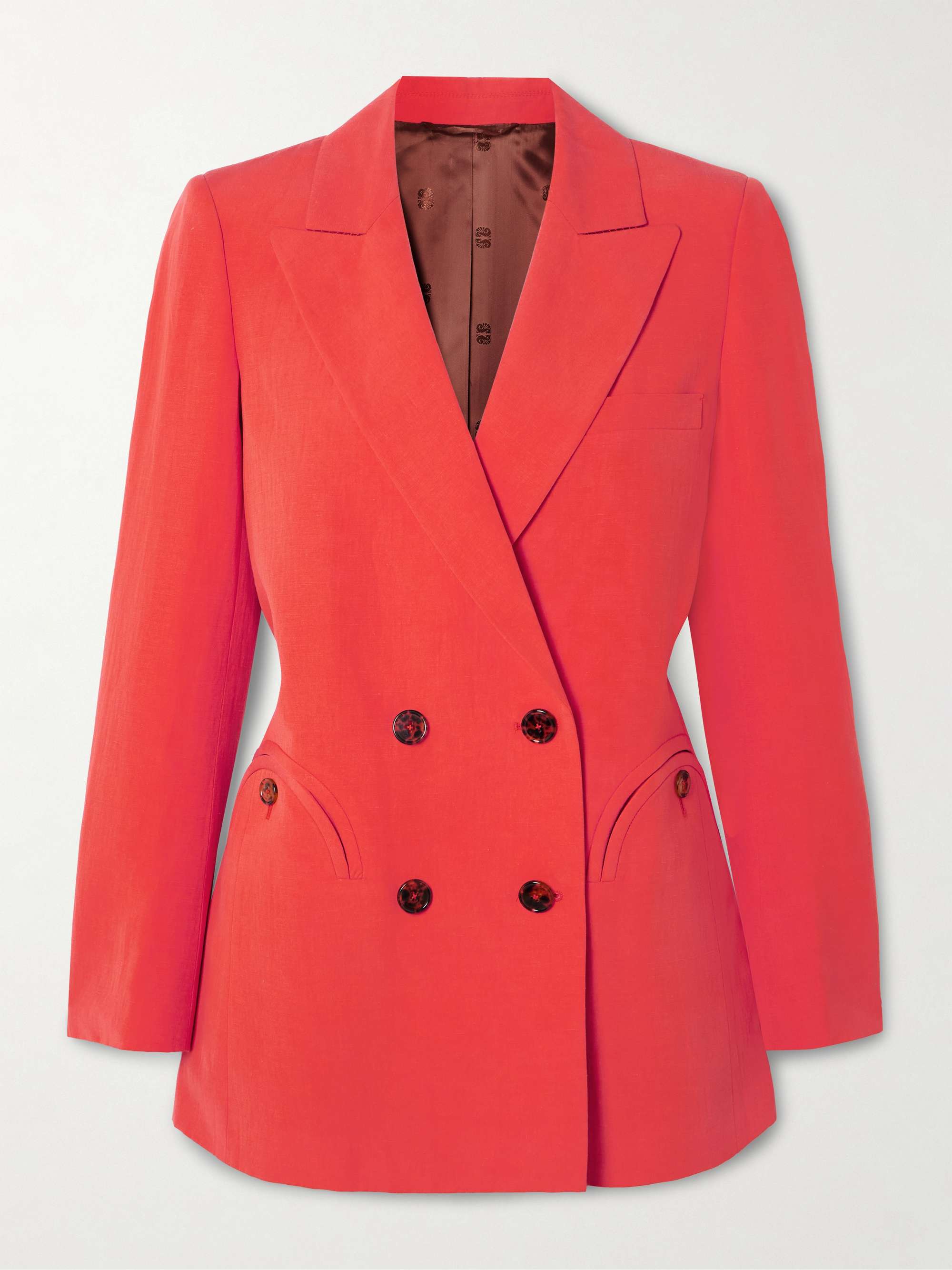 Flica Everyday double-breasted silk and linen-blend blazer view