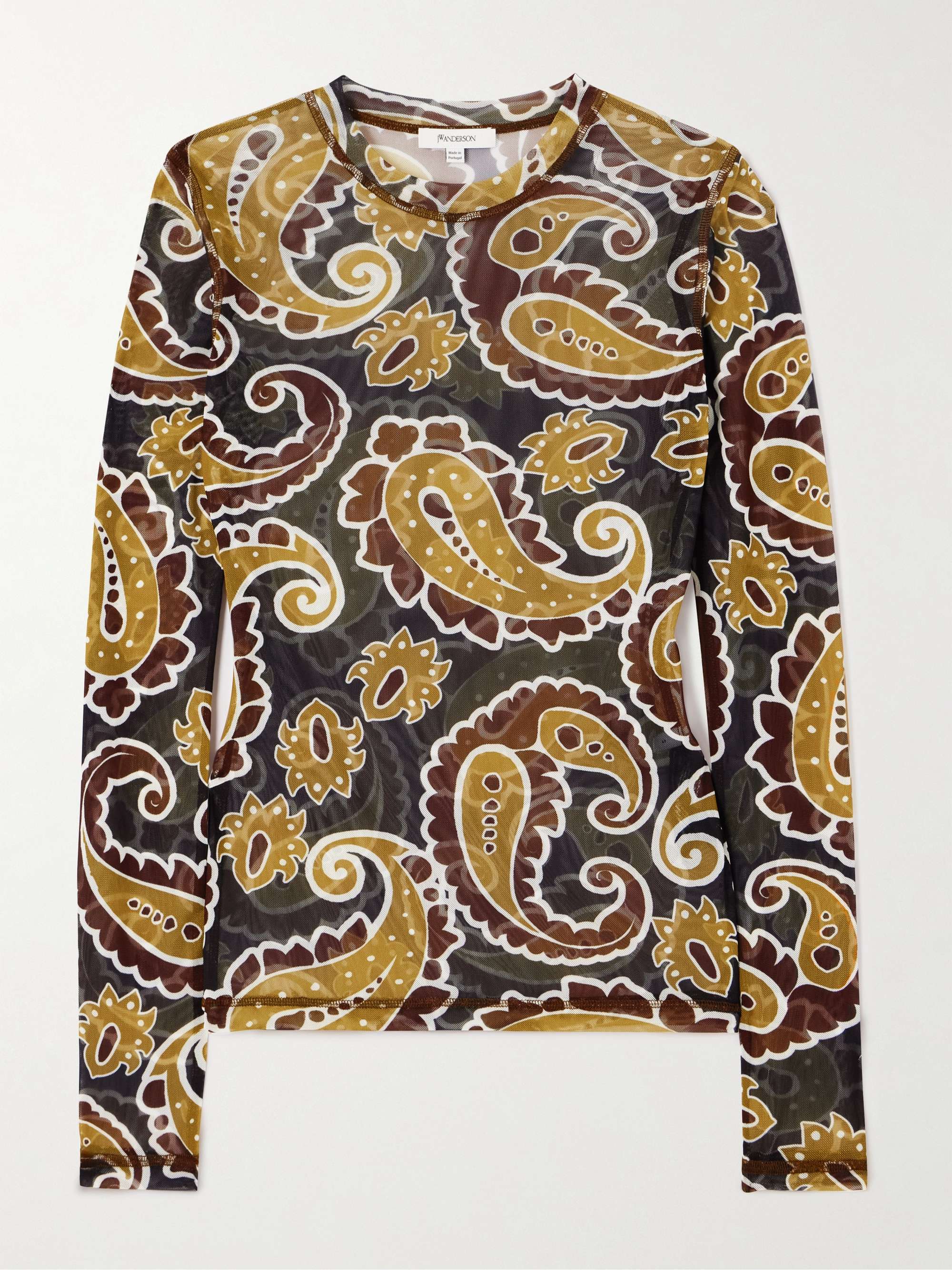 Paisley-print stretch recycled-mesh top view