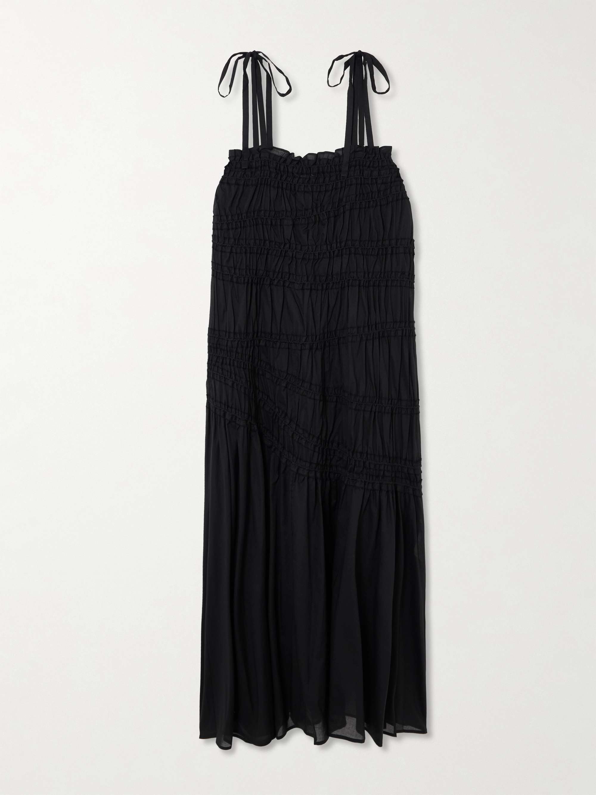 Smocked cotton-voile midi dress view