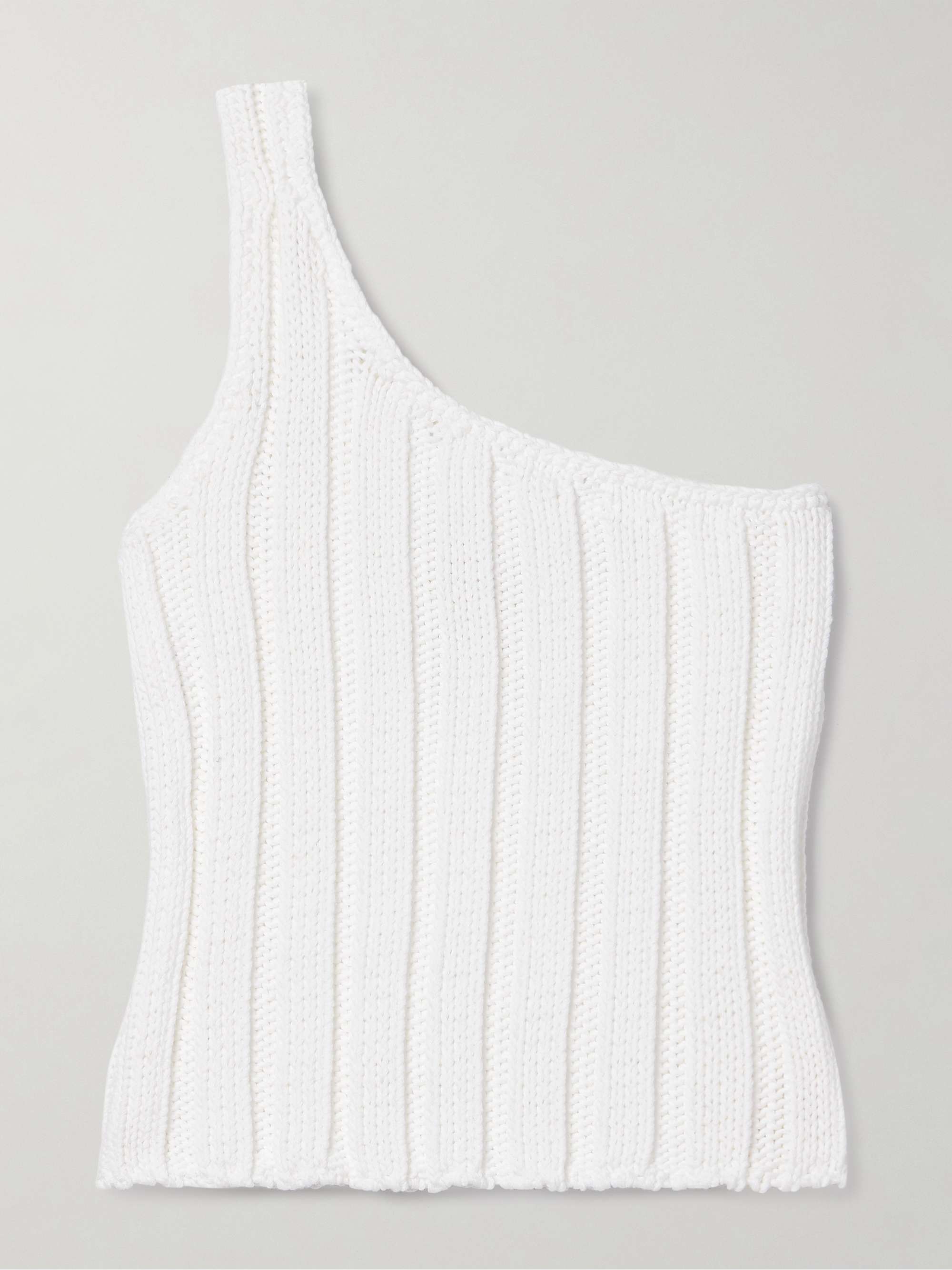 Petulla one-shoulder cropped ribbed cotton top view