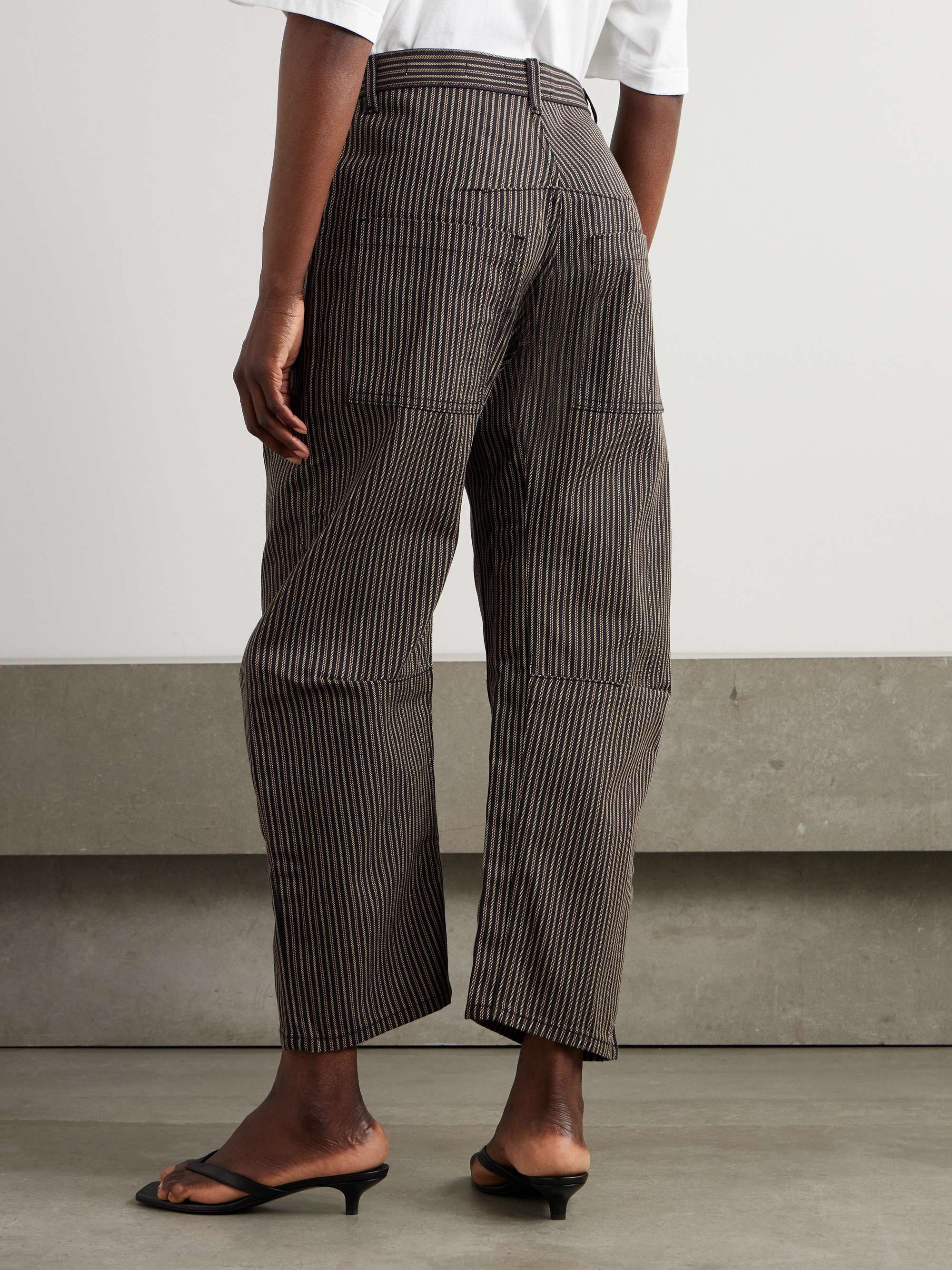 Shon striped cotton-twill barrel-leg pants view