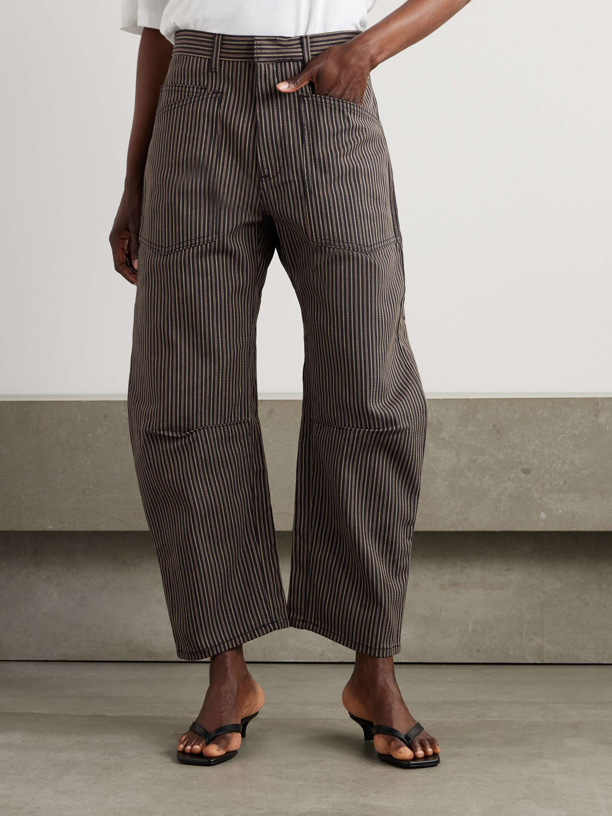 Shon striped cotton-twill barrel-leg pants view