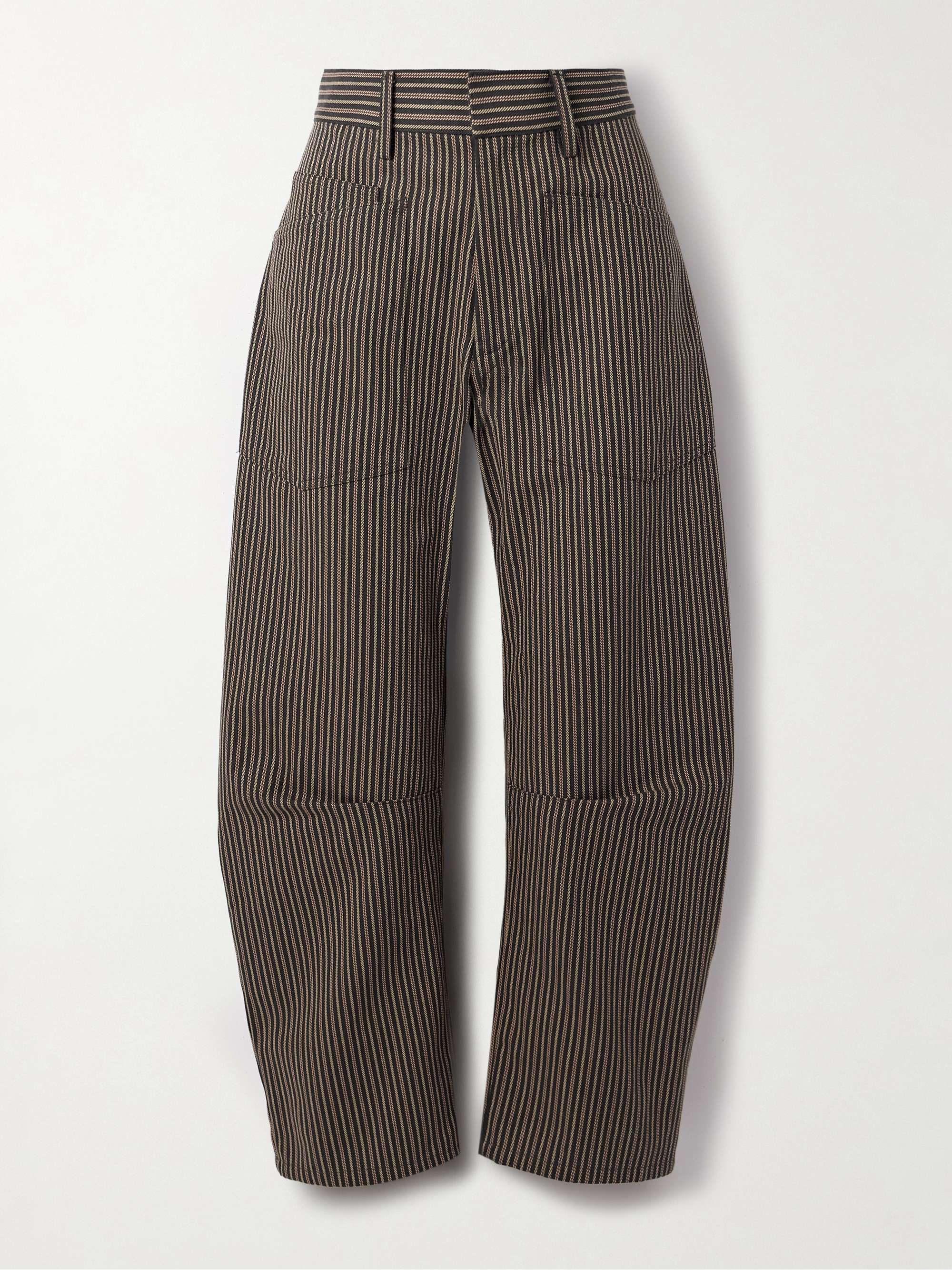 Shon striped cotton-twill barrel-leg pants view