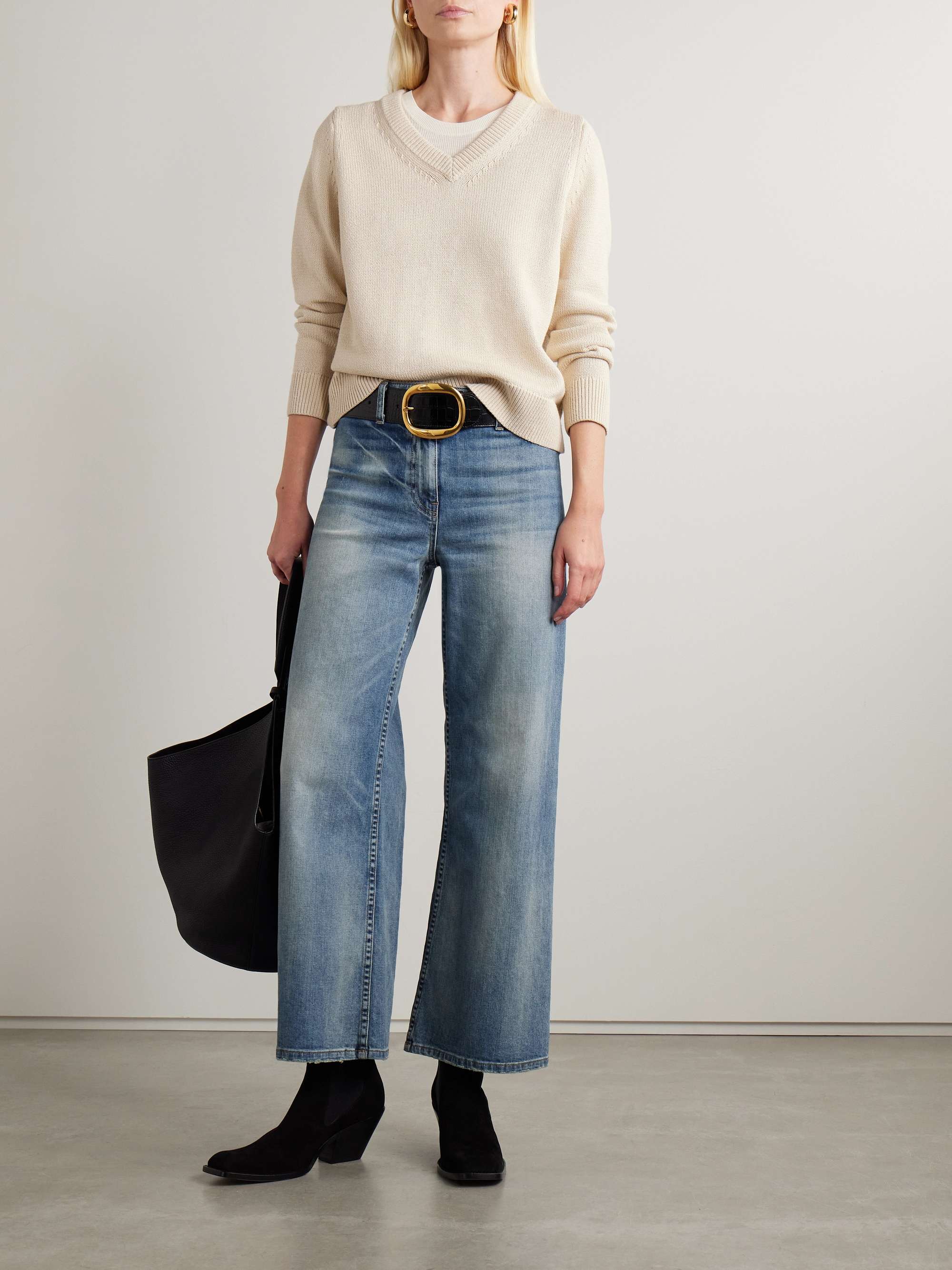 Megan distressed high-rise wide-leg jeans view