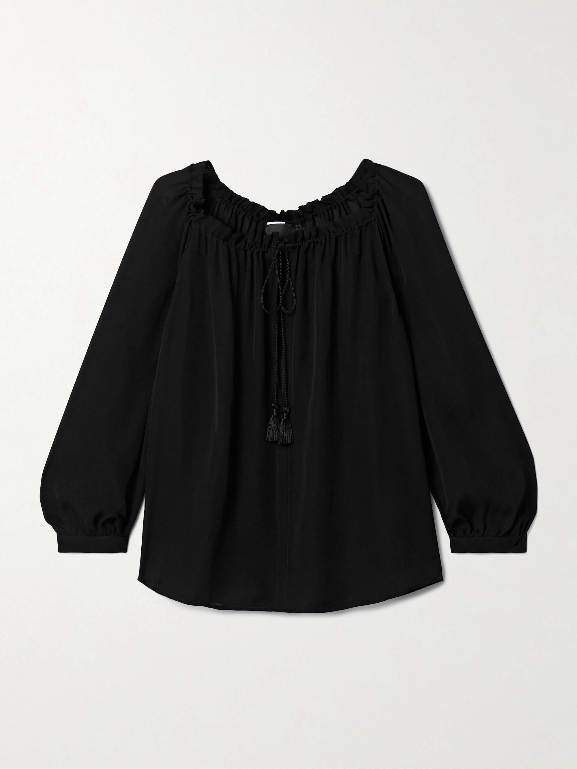 Carley gathered silk-chiffon blouse view