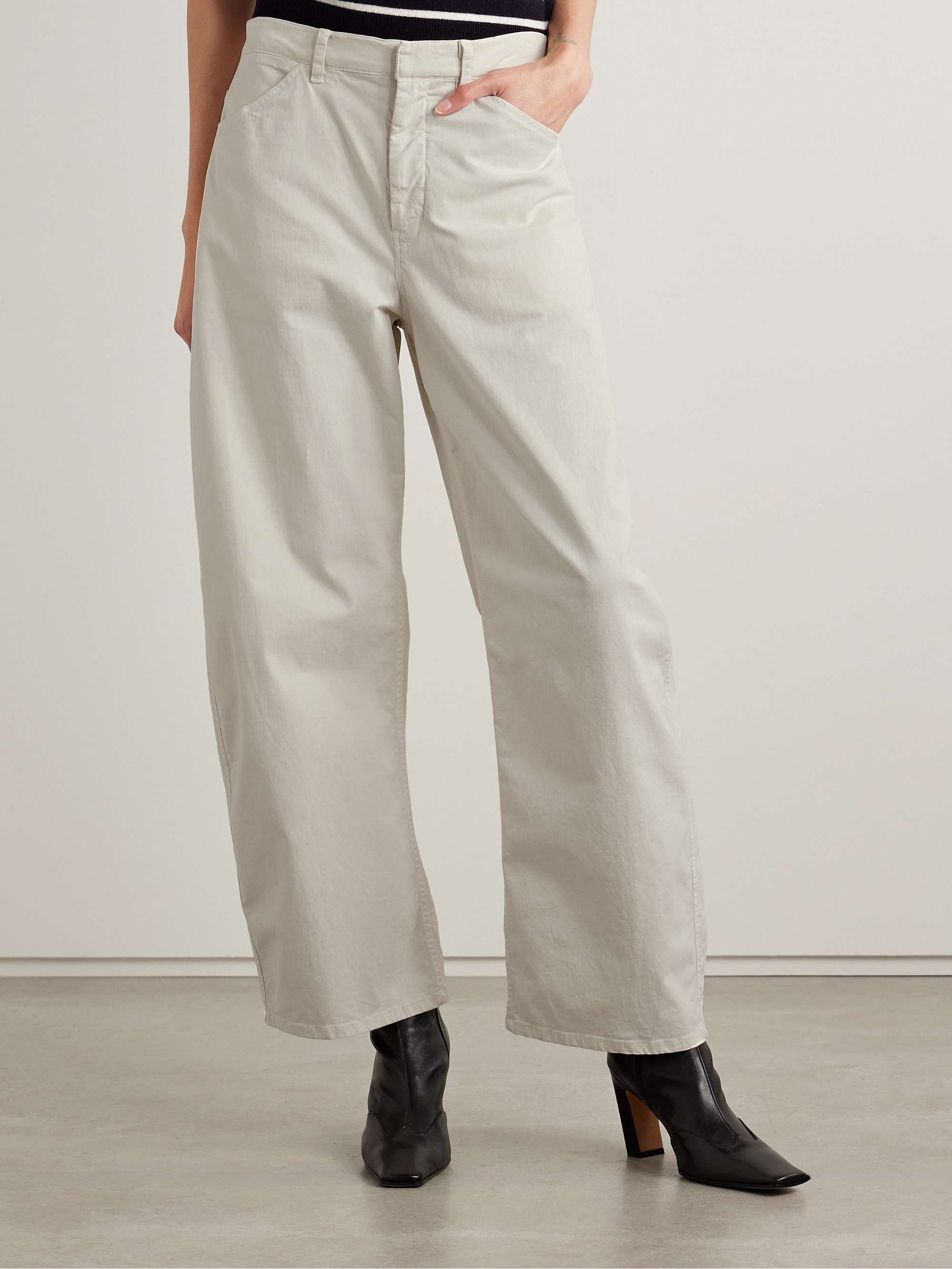 Tribeca brushed cotton-blend twill barrel-leg pants view