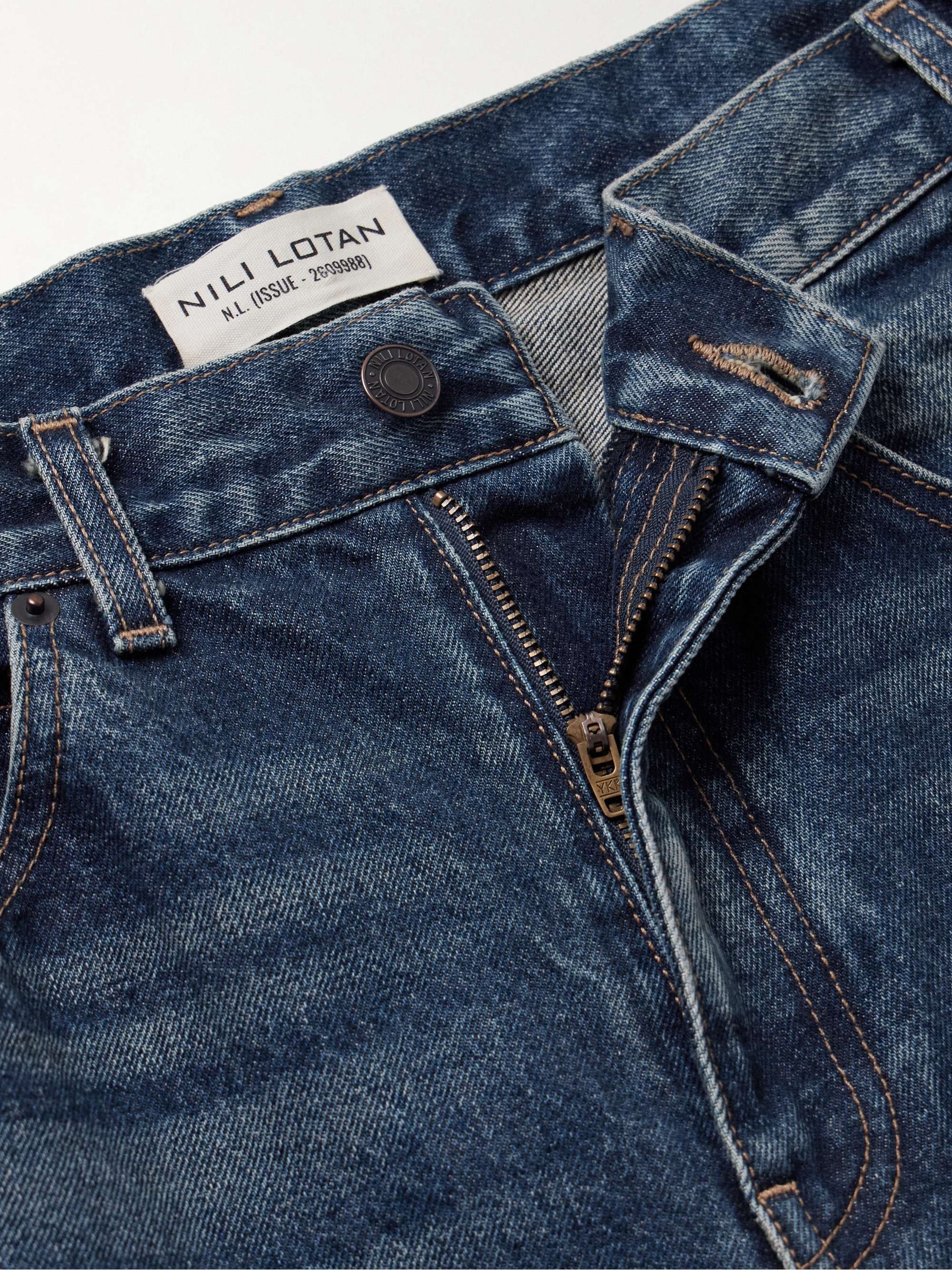 Calla distressed mid-rise straight-leg jeans view