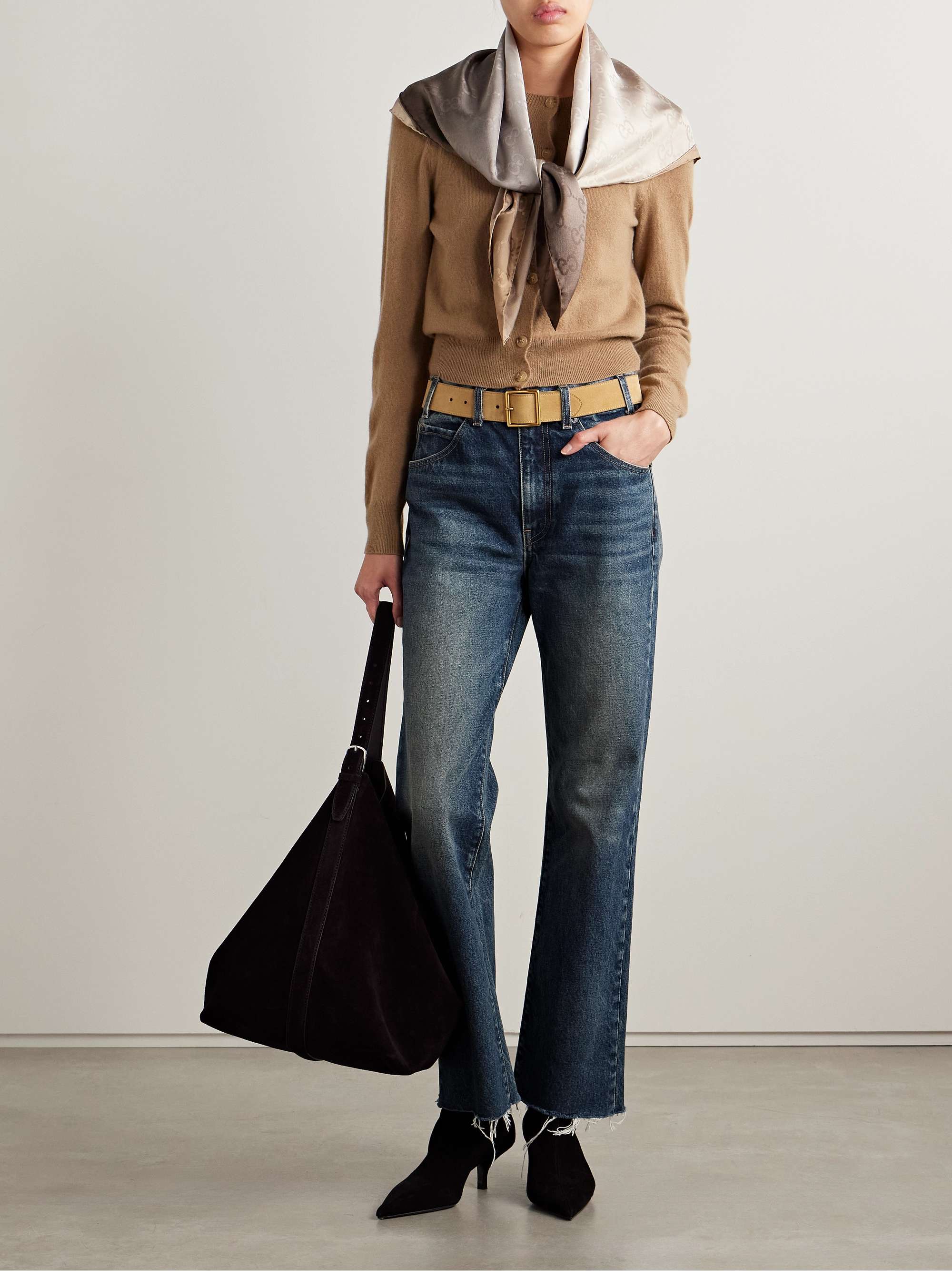 Calla distressed mid-rise straight-leg jeans view