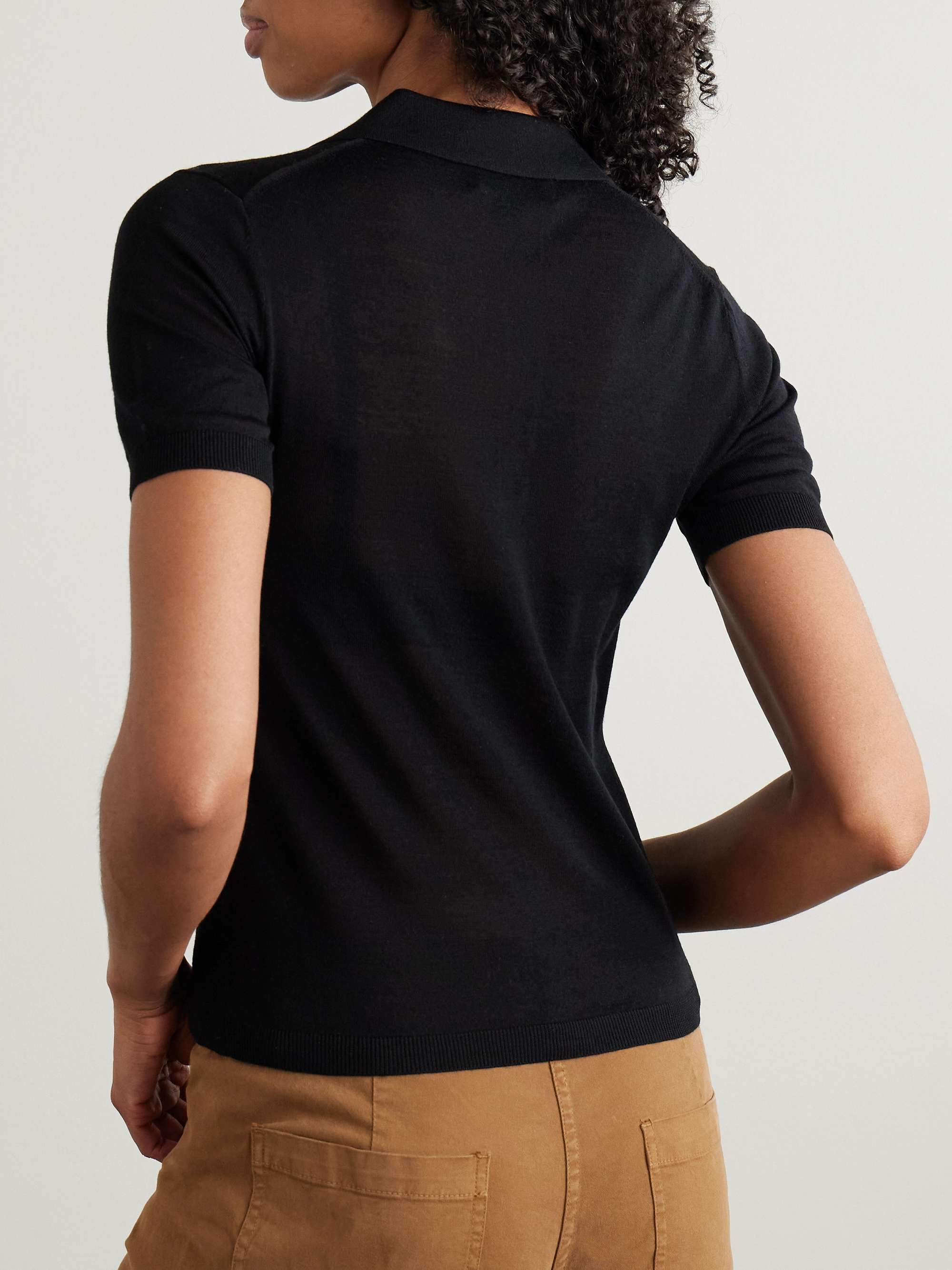 Jeannelle merino wool and cashmere-blend polo top view